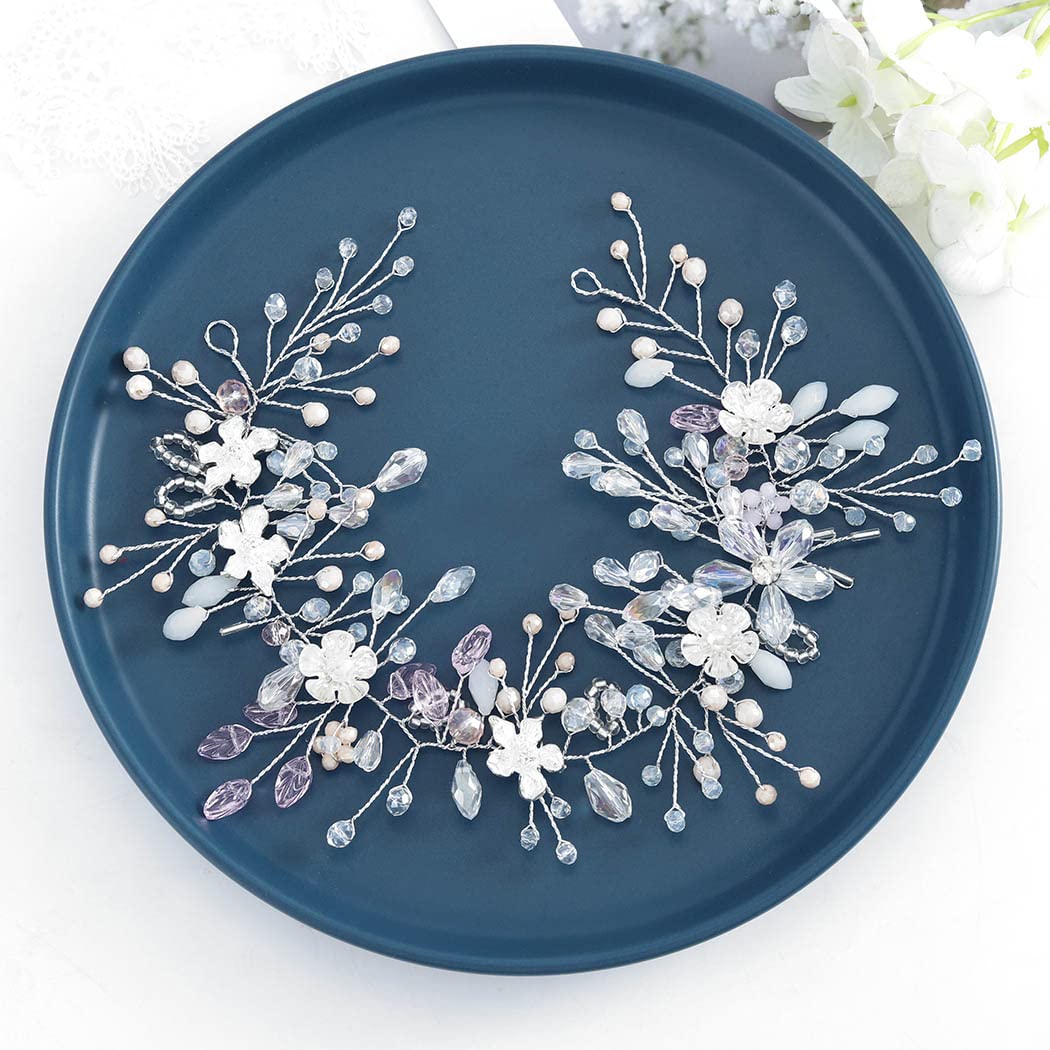 Silver Flower Bridal Hair Vine - Elegant Beaded Wedding Headpiece for Women | Perfect for Brides, Prom, Communion & Special Occasions