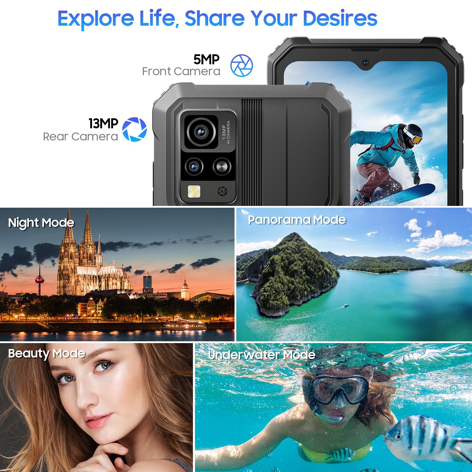 Blackview BV4800 Rugged Unlocked Smartphone - 6GB RAM 64GB ROM (Expandable to 2TB), 6.56