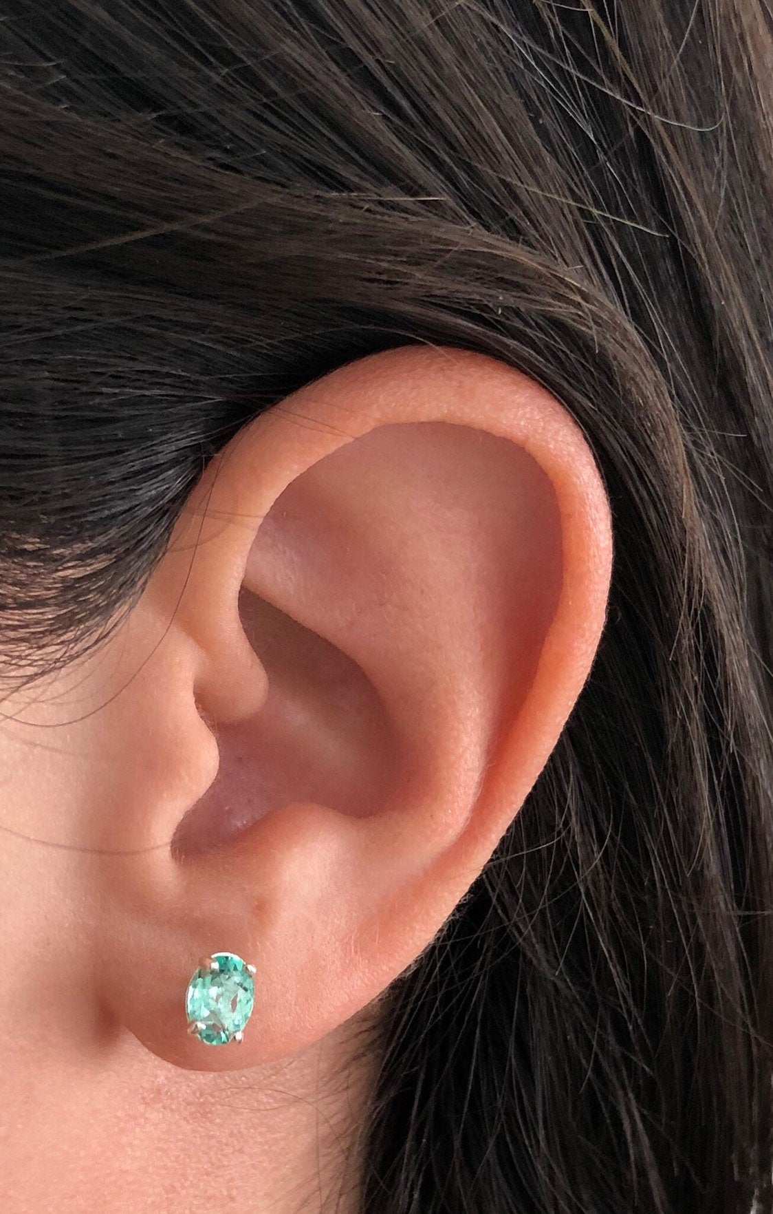 1.0tcw Oval Martini Emerald Stud Earrings in .925 Sterling Silver - Elegant Jewelry for Women, Perfect for Parties, Weddings & Everyday Wear