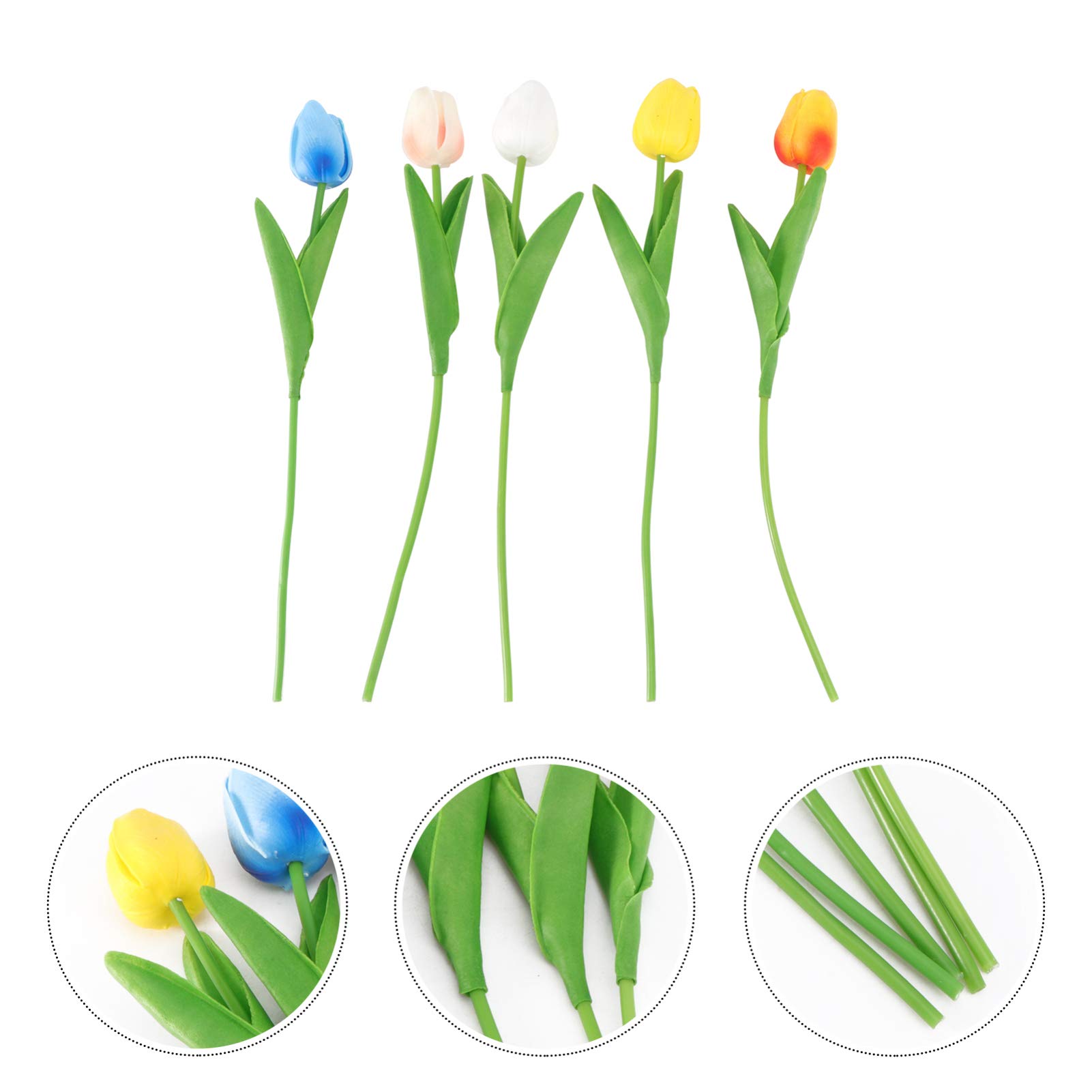 5pcs Artificial Tulip Flowers - Realistic Plastic Silk Tulip Bouquet for Home Decor, Fake Holland Tulips for Vase Arrangement, Wedding Centerpieces & Spring Table Decor