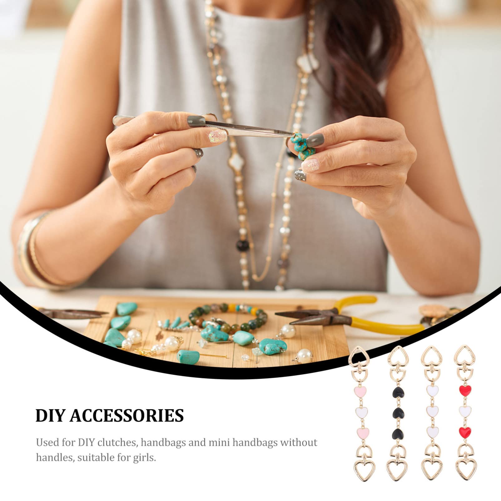 4PCS Gold Purse Extension Chain Strap - Adjustable Bag Handle Extender for Crossbody Bags, DIY Tote Handles, and Acrylic Purses - Durable Alloy Iron Chains for Stylish Accessories (Perfect for Evening Out, Shopping & Travel)