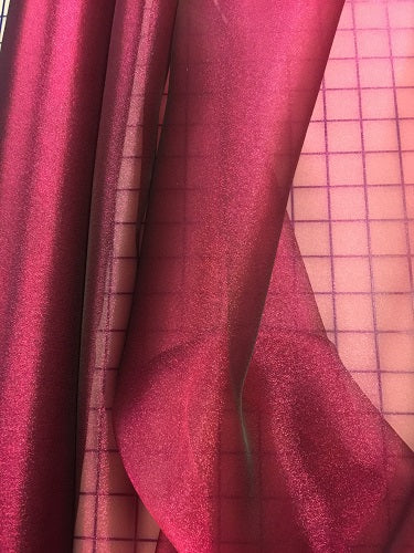 44-45 Inch Iridescent Crystal Sheer Curtains - Burgundy Window Drapes for Living Room & Bedroom Elegant Decor