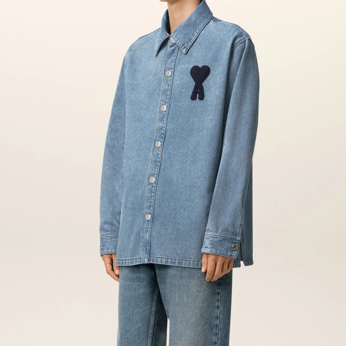 AMI PARIS AMI DE COEUR Overshirt - Stylish Casual Shirt Jacket for Men | Perfect for Layering, Streetwear & Everyday Wear