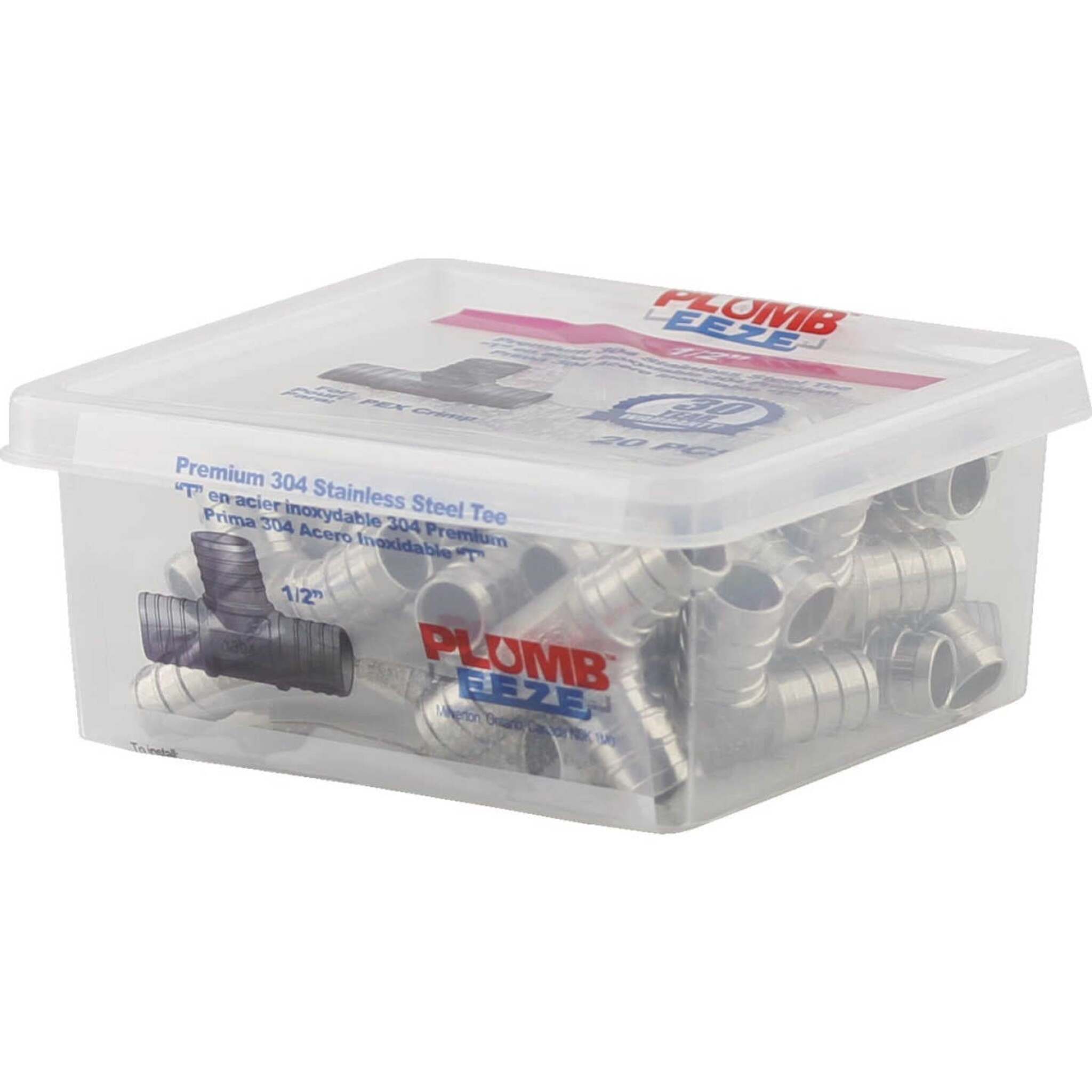 1/2 Inch Stainless Steel PEX Tee Fittings - 20-Pack High Flow Plumbing Connectors | Corrosion Resistant, Durable PEX Pipe Fittings for Home Water Supply, Radiant Heating & Hydronic Systems | Perfect for DIY Plumbing Projects & Professional Installations