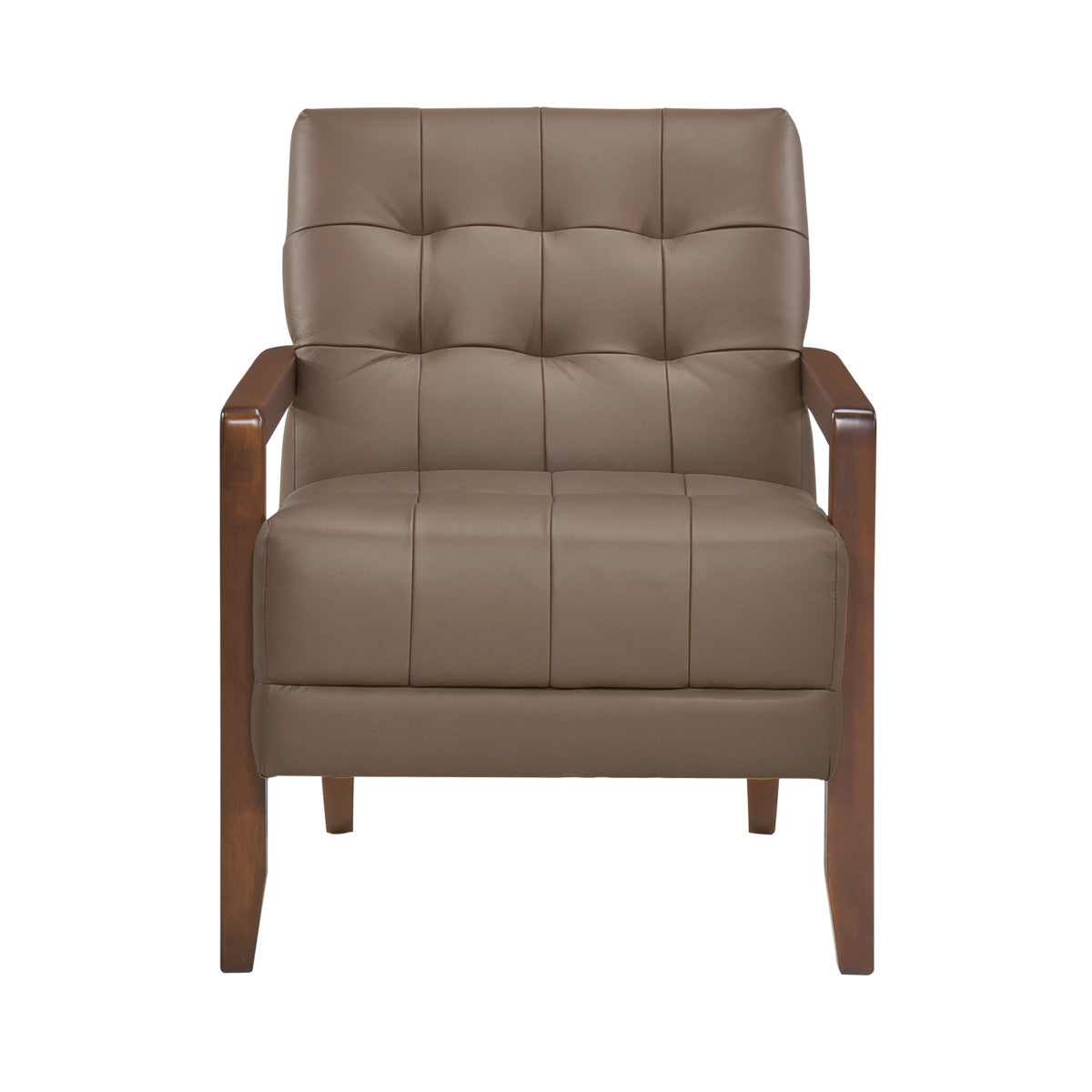 Archam Accent Chair - Modern Brown Upholstered Lounge Chair for Living Room, Bedroom & Office - Comfortable Reading Chair with Sturdy Wooden Legs