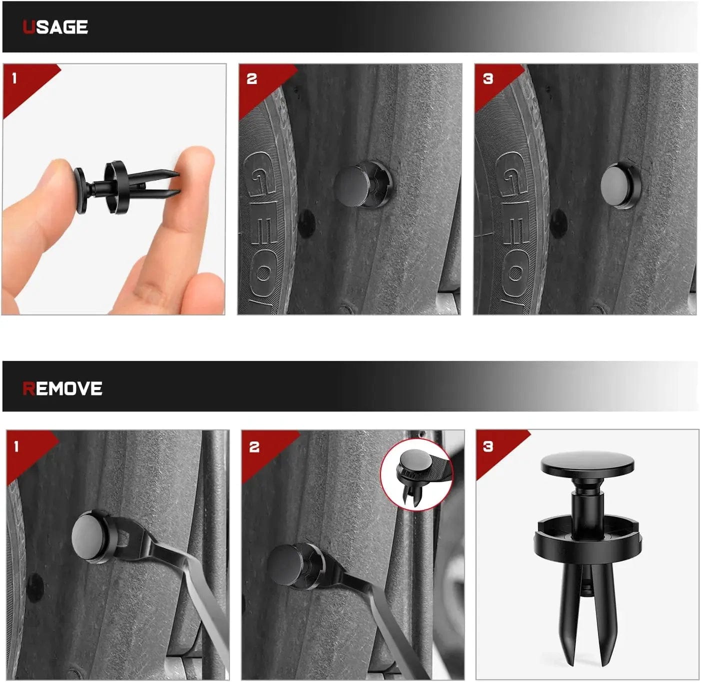 100 Pcs 18.5mm Hole 8mm Push Type Fender Liner Retainer Clips - Compatible with Chrysler 6504521, 04575412AF, Jeep Liberty, Dodge Grand Caravan & Charger - Durable Auto Body Fasteners for DIY Car Repairs & Maintenance