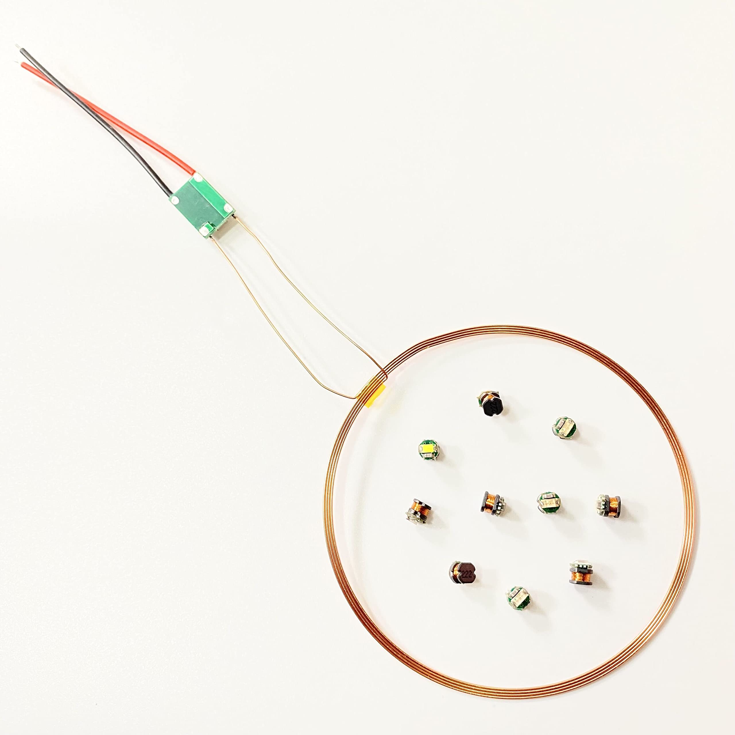 Taidacent 80mm Long Range 5V Wireless LED Coil - Adjustable Brightness Inductive Charging Module with 10 Colorful LEDs | Perfect for DIY Electronics, Smart Home Lighting & Wireless Charging Projects