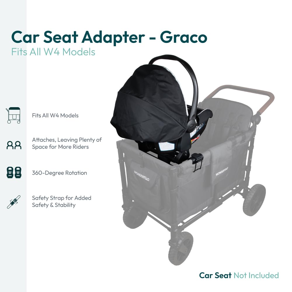 360° Rotating Graco Car Seat Adapter for WONDERFOLD Wagon Strollers - Compatible with W2 Elite, Luxe & Original+ Models | Easy Installation & Foldable Design | Perfect for Shopping, Travel & Family Outings
