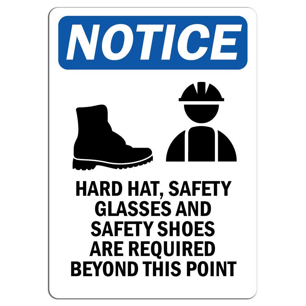 10 Pack Vinyl Safety & Warning Stickers - Hard Hat, Safety Glasses & Symbol Signs for Warehouse, Construction Sites (13