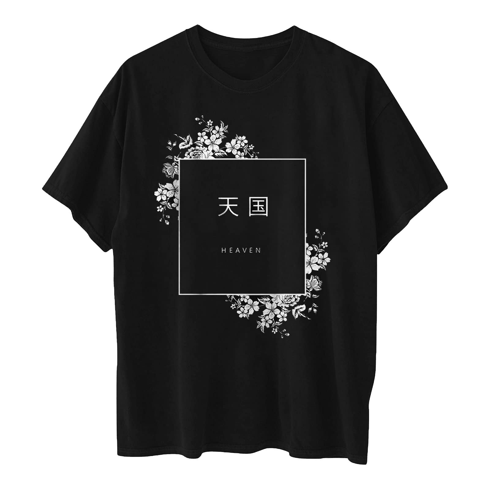 Women's Floral Print Short Sleeve Crewneck T-Shirt - Loose Fit Casual Graphic Tee for Teen Girls & Juniors - Perfect for Summer Outfits, Beach Wear & Casual Everyday Style