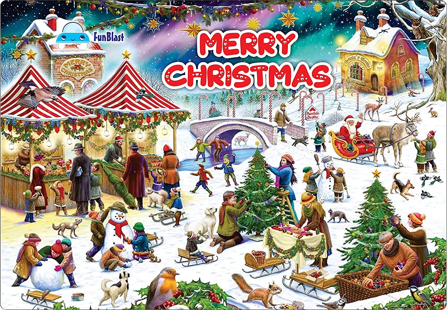 FunBlast Christmas Jigsaw Puzzle for Kids Ages 5+ | 30X22 cm Educational Toy | Holiday Family Game & Gift Idea for Boys and Girls | Perfect for Indoor Play, Birthday Parties & Christmas Stocking Stuffers