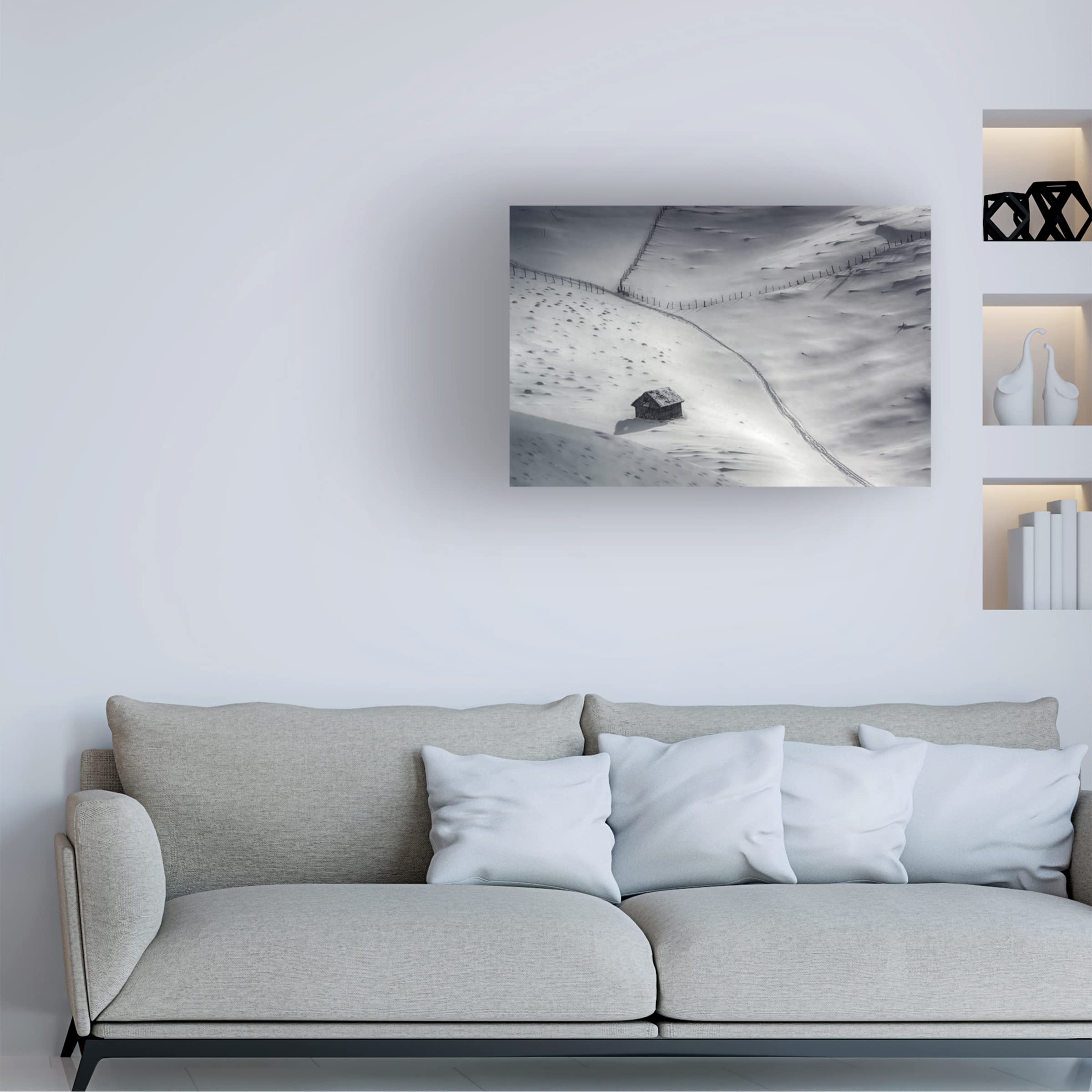 Trademark Fine Art 'Winter Light 2' Canvas Wall Art by Mihail Dulu - Landscape Painting for Living Room, Bedroom & Office Decor