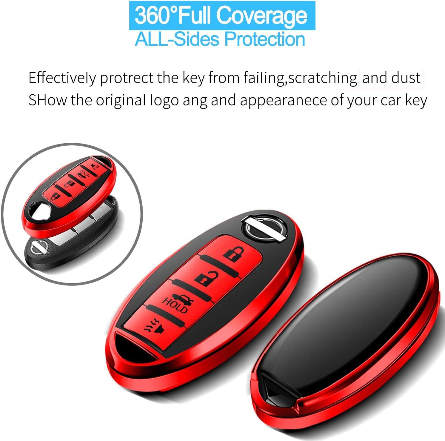 Premium Soft TPU Key Fob Cover for Nissan Pathfinder - Durable & Stylish Protection (Red) | Perfect for Everyday Use, Travel & Car Key Organization