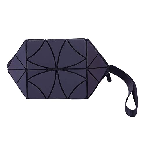 Foldable Waterproof Large Capacity Geometric Striped Travel Makeup Bag - PU Glossy Cosmetic Organizer for Women | Perfect for Travel, Home, Office & Gym Essentials Storage