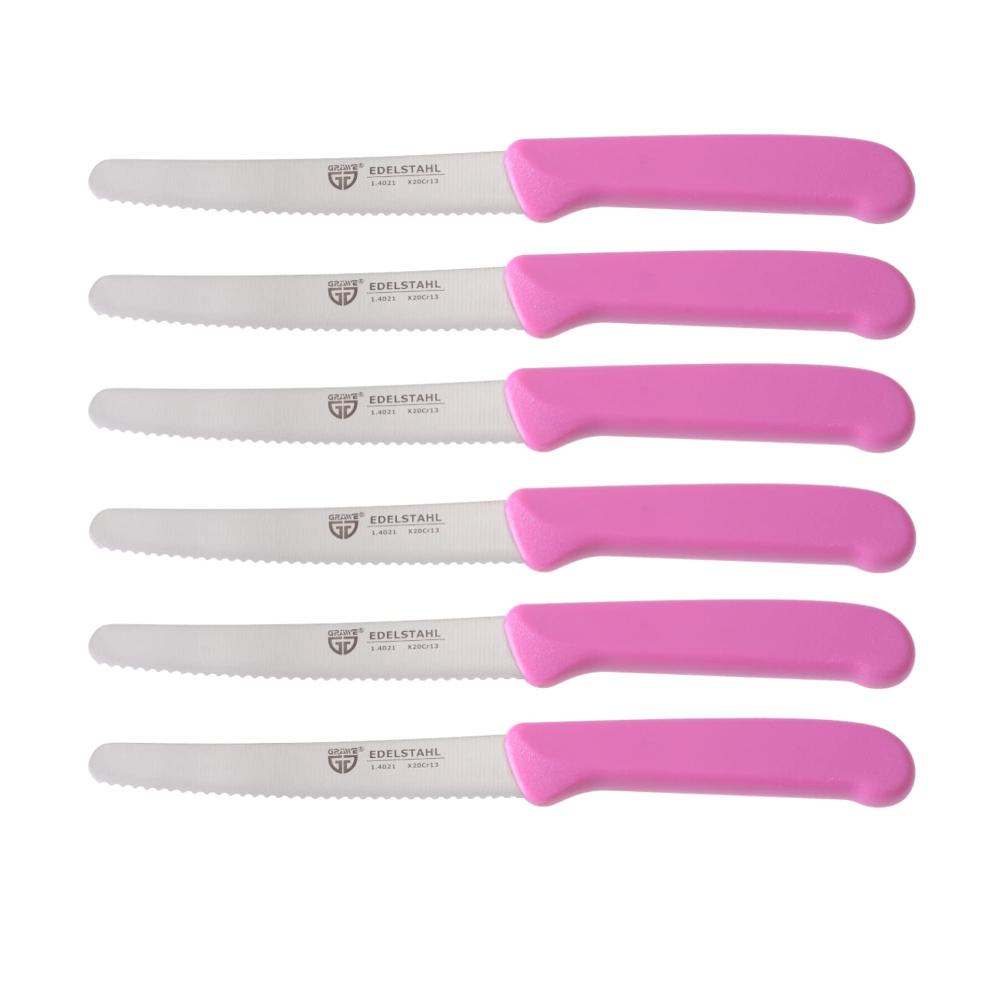 6-Piece Serrated Table Knife Set - 8.3 Inch Pink Bread Knives for Cutting, Breakfast & Kitchen Use | Perfect for Slicing Bread, Fruits & Pastries | Dishwasher Safe Kitchen Utensils