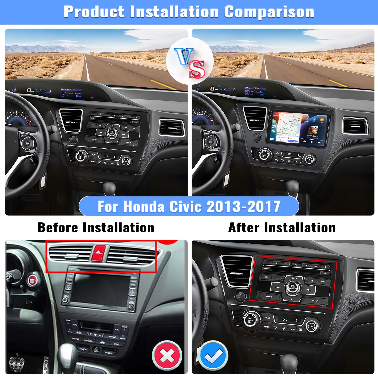 2GB RAM 64GB ROM Android 13 Car Stereo for Honda Civic 2013-2017 | 9