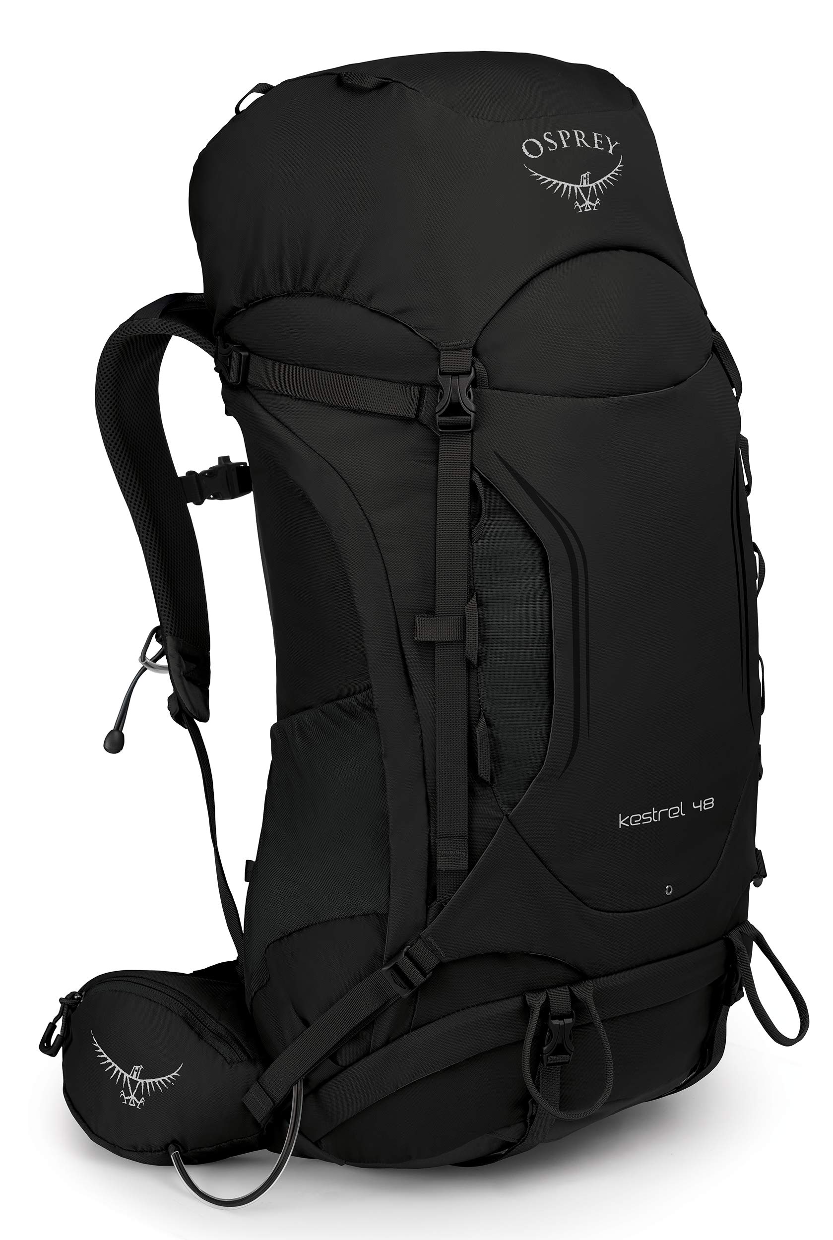Osprey Kestrel 48 Men's Hiking Backpack - Lightweight Travel & Camping Backpack for Outdoor Adventures, Black, Medium/Large Size - Perfect for Trekking, Backpacking & Weekend Getaways