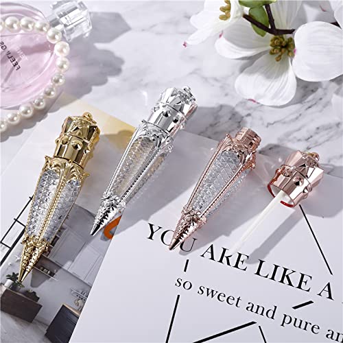 COSIDEA 4ml Rose Gold Crown Empty Lip Gloss Tubes with Custom Logo - Refillable Lip Gloss Containers for DIY Makeup, Gift Packaging & Keychain Accessories - Perfect for Beauty Salons, Party Favors and Personal Use
