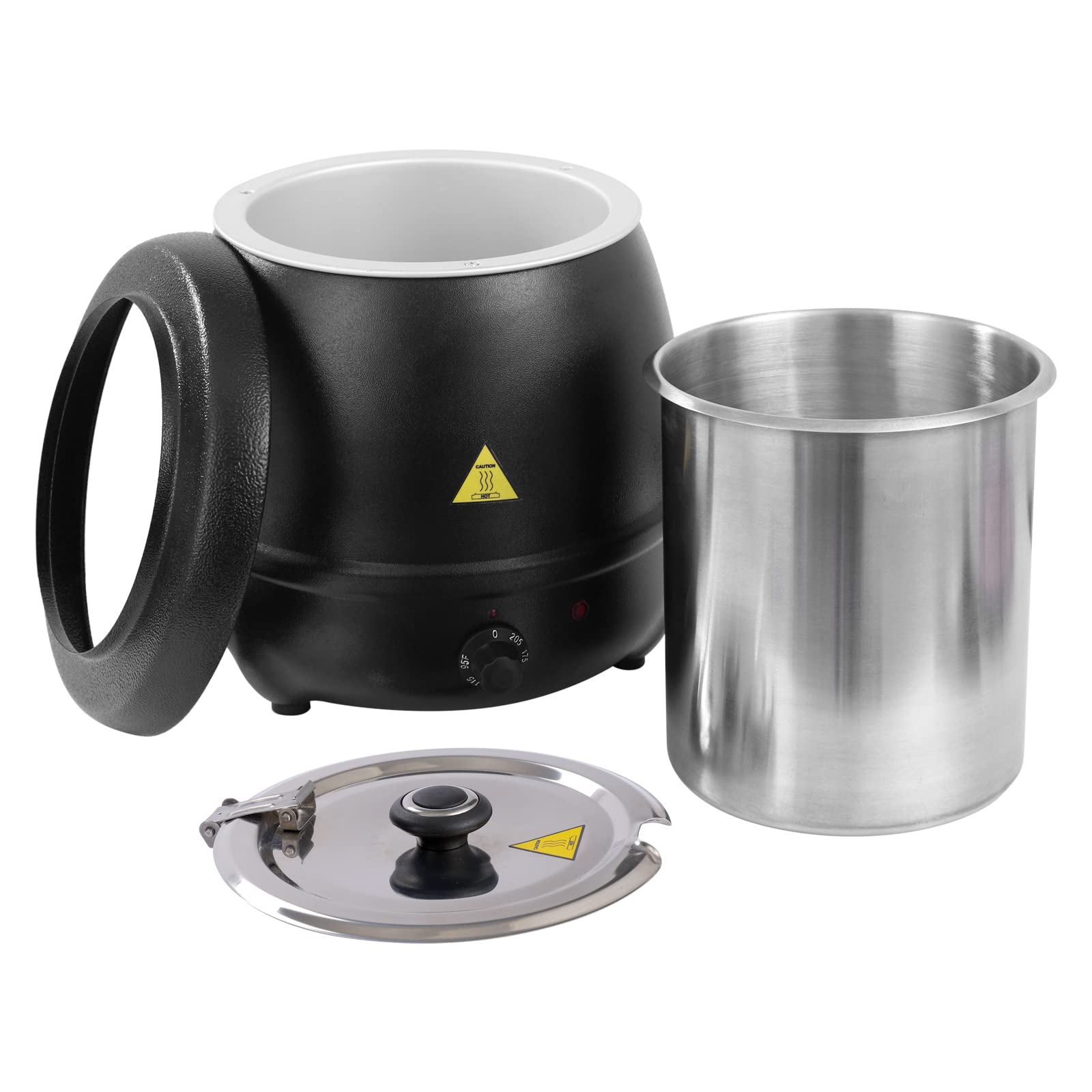 YBSVO 11 Quart Round Black Countertop Food Warmer & Soup Kettle with 120V 400W Heating - Perfect for Restaurants, Buffets, Catering & Home Kitchen Use