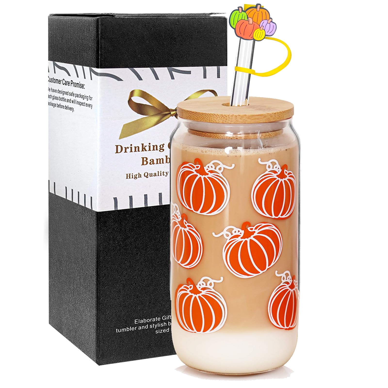 ANOTION 18oz Fall Coffee Cups - Pumpkin Mug for Hot & Iced Drinks, Autumn Decor Thanksgiving Tumbler, Can-Shaped Seasonal Cup for Fall Weddings, Home Decor & Cozy Coffee Moments