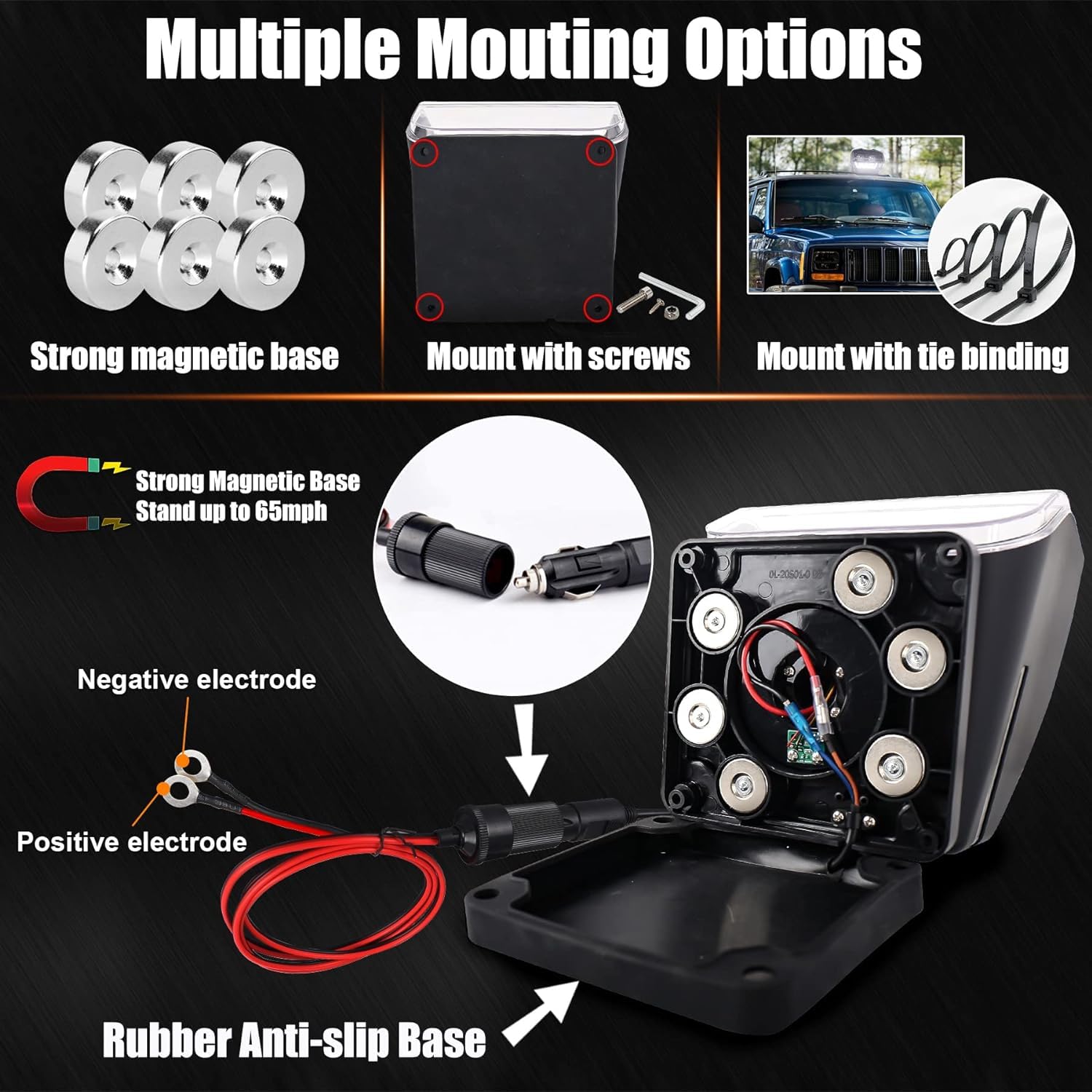 360° Rotating LED Search Light with Wireless Remote Control - Strong Magnetic Base & Permanent Mount - Auto-Search Truck Spot Light for Marine, Boat, SUV, Farm, Off-Road & Emergency Use - Waterproof & Durable for Outdoor Adventures