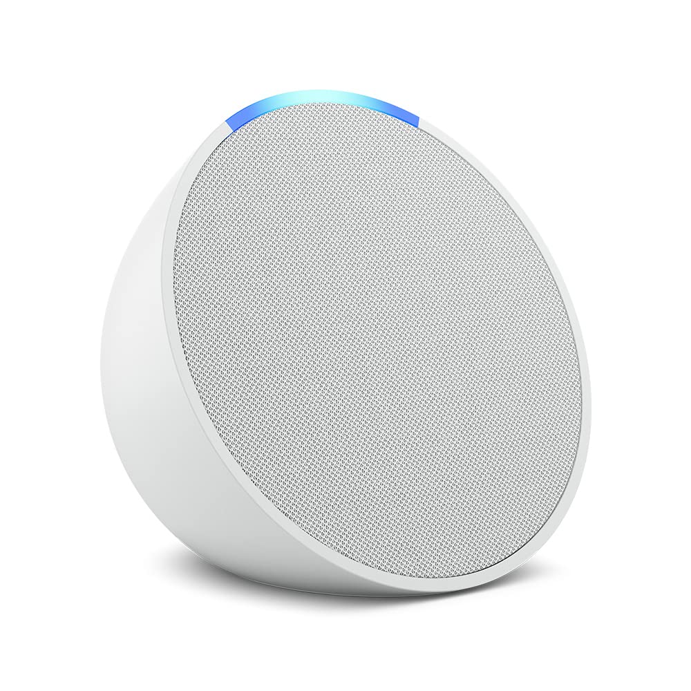 Echo Pop (New Generation) | Compact Bluetooth & Wi-Fi Smart Speaker with Rich Sound & Alexa | White | Perfect for Home, Office & Outdoor Use