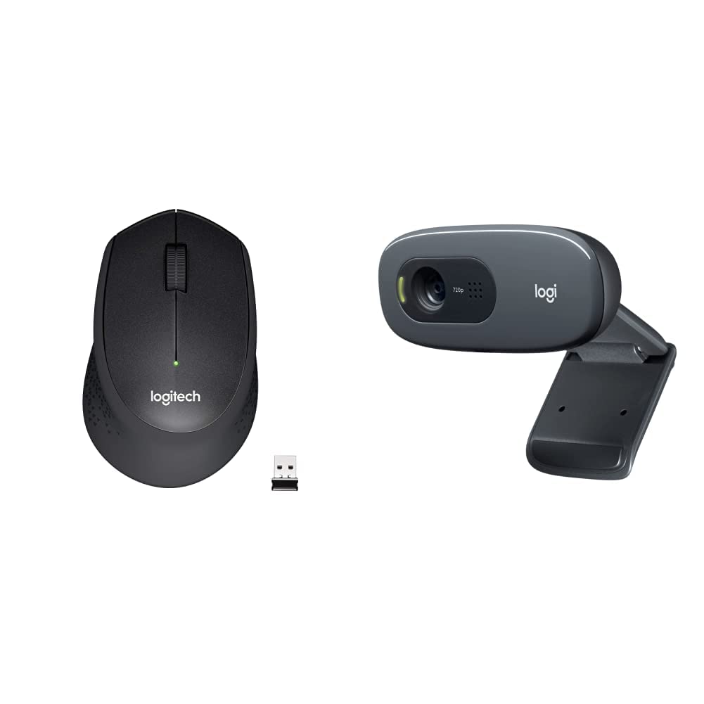 Logitech C270 HD Webcam & M330 Silent Plus Wireless Mouse Combo - 1080p Web Camera with Noise-Reducing Mic, 2.4GHz USB Nano Receiver, 1000 DPI Optical Tracking, 2-Year Battery Life - for PC, Mac, Laptop, Chromebook - Perfect for Home Office, Online Classes & Video Conferencing