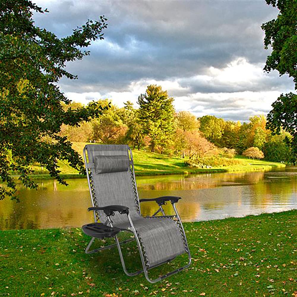 Premium Wide Folding Beach Chairs for Adults - Zero Gravity Lounge Chair with Adjustable Headrest Pillow & Cup Holder - Perfect for Poolside Relaxation, Backyard Lounging, Beach Vacation & Outdoor Camping