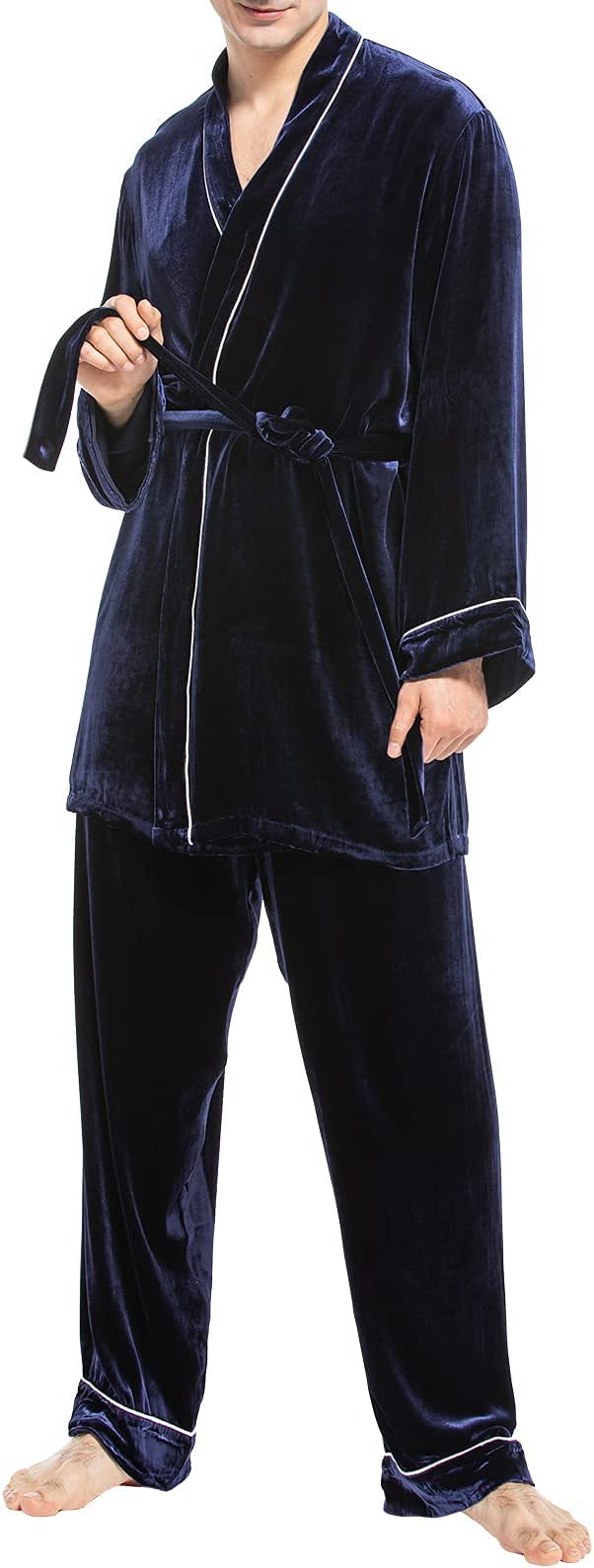 Luxury Men's Silk Velvet Pajama Set - Soft Winter Sleepwear for Cold Weather - Cozy Loungewear for Home & Relaxation