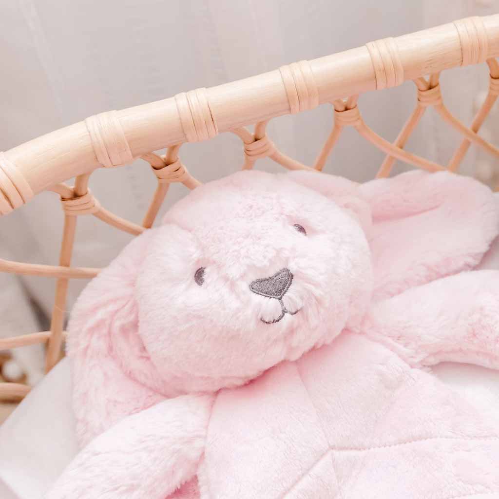 Soft Pink Bunny Baby Comforter Blanket - Cute Plush Security Blanket for Newborns & Toddlers - Perfect for Nursery, Stroller, and Bedtime Comfort
