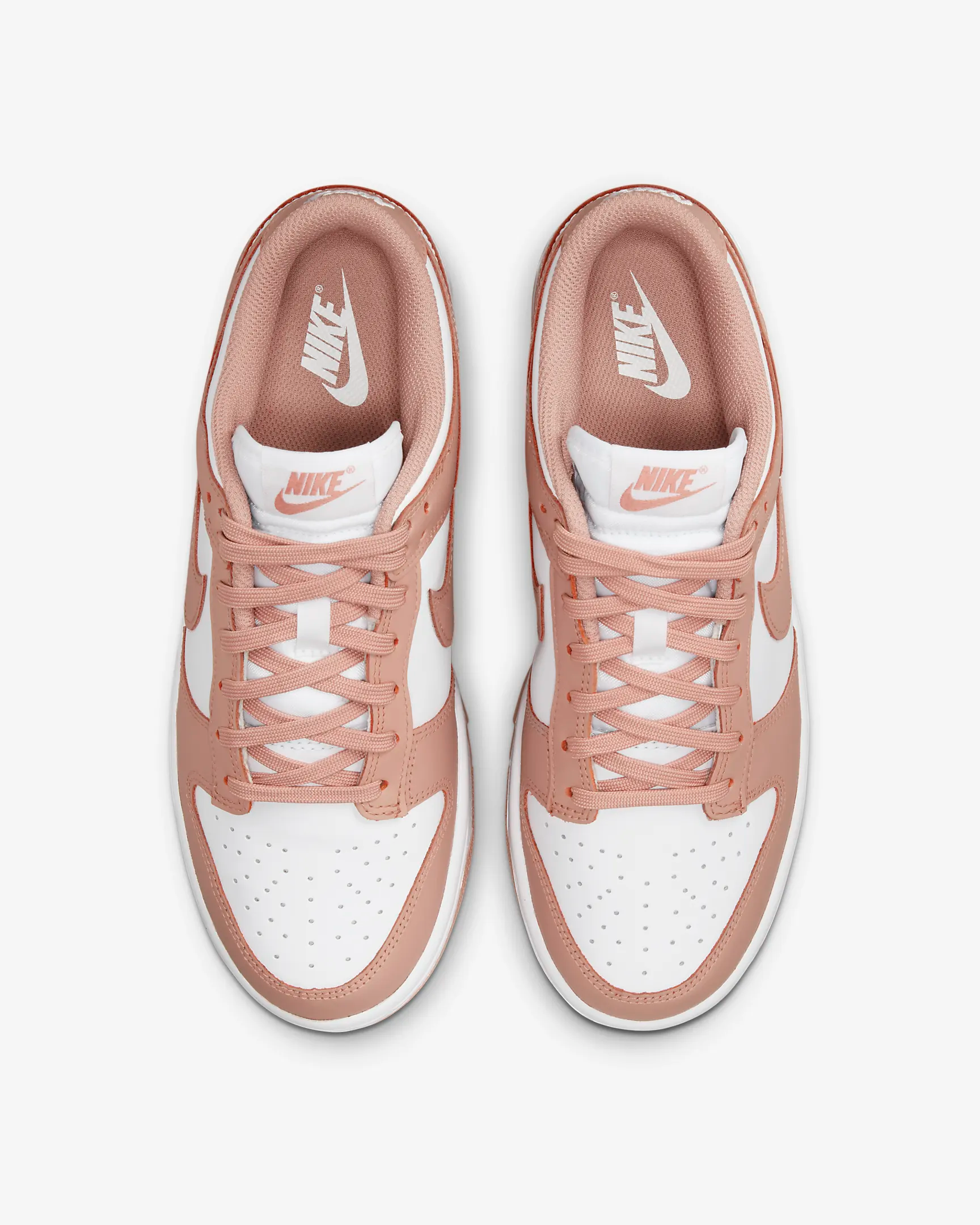 Nike Women's Dunk Low Sneakers - White & Rose Whisper Colorway | Comfortable Casual Shoes for Women | Perfect for Streetwear, Gym & Everyday Fashion