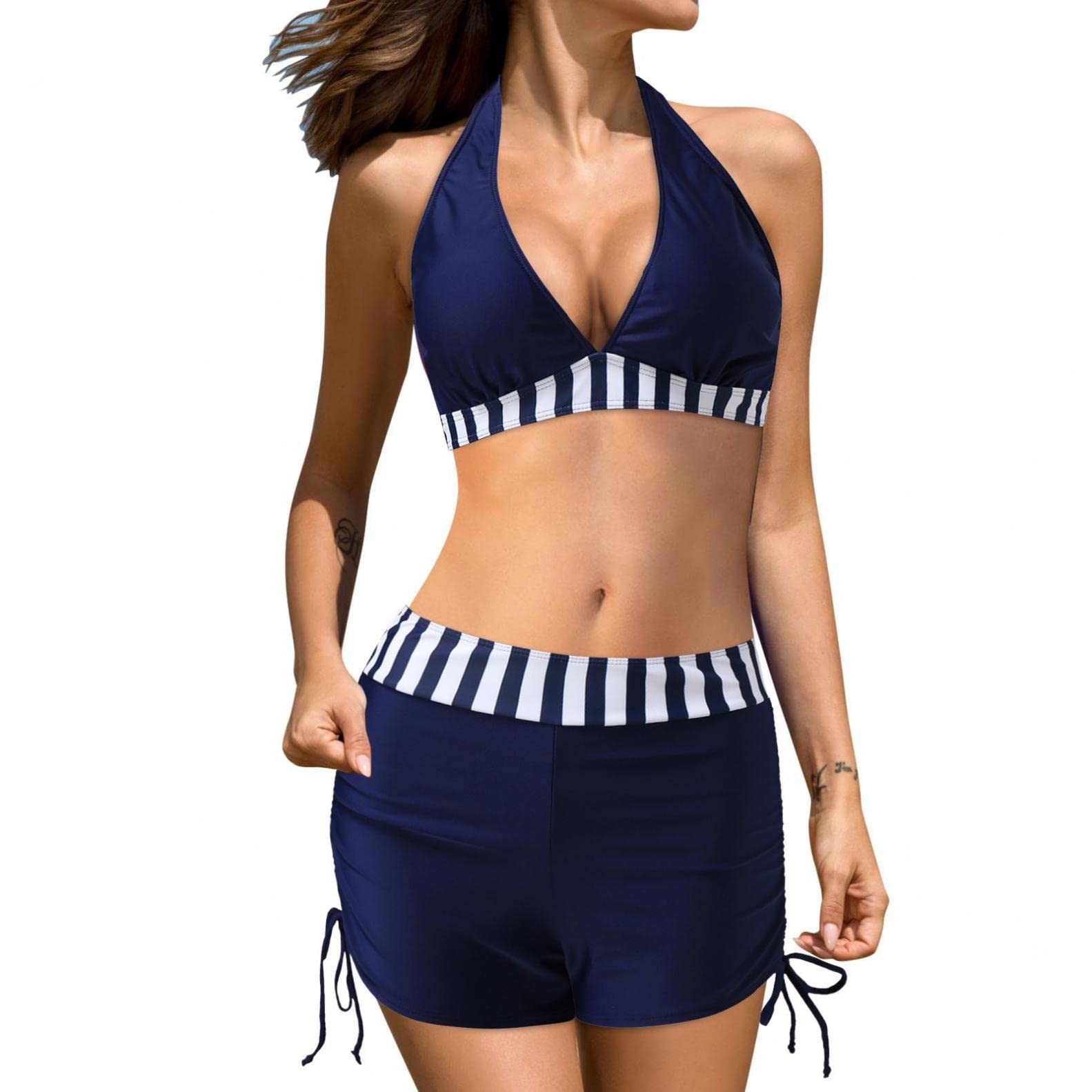 2 Piece Women's Tankini Swimwear Set - Athletic Swim Tank Top & Boy Shorts Bikini for Swimming, Beach & Pool Workouts