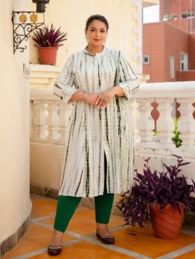 Stylish Plus Size Green Tie Dye Kurti for Women - Boho Chic Loose Fit Tunic Top - Perfect for Casual Wear, Festivals & Summer Outfits