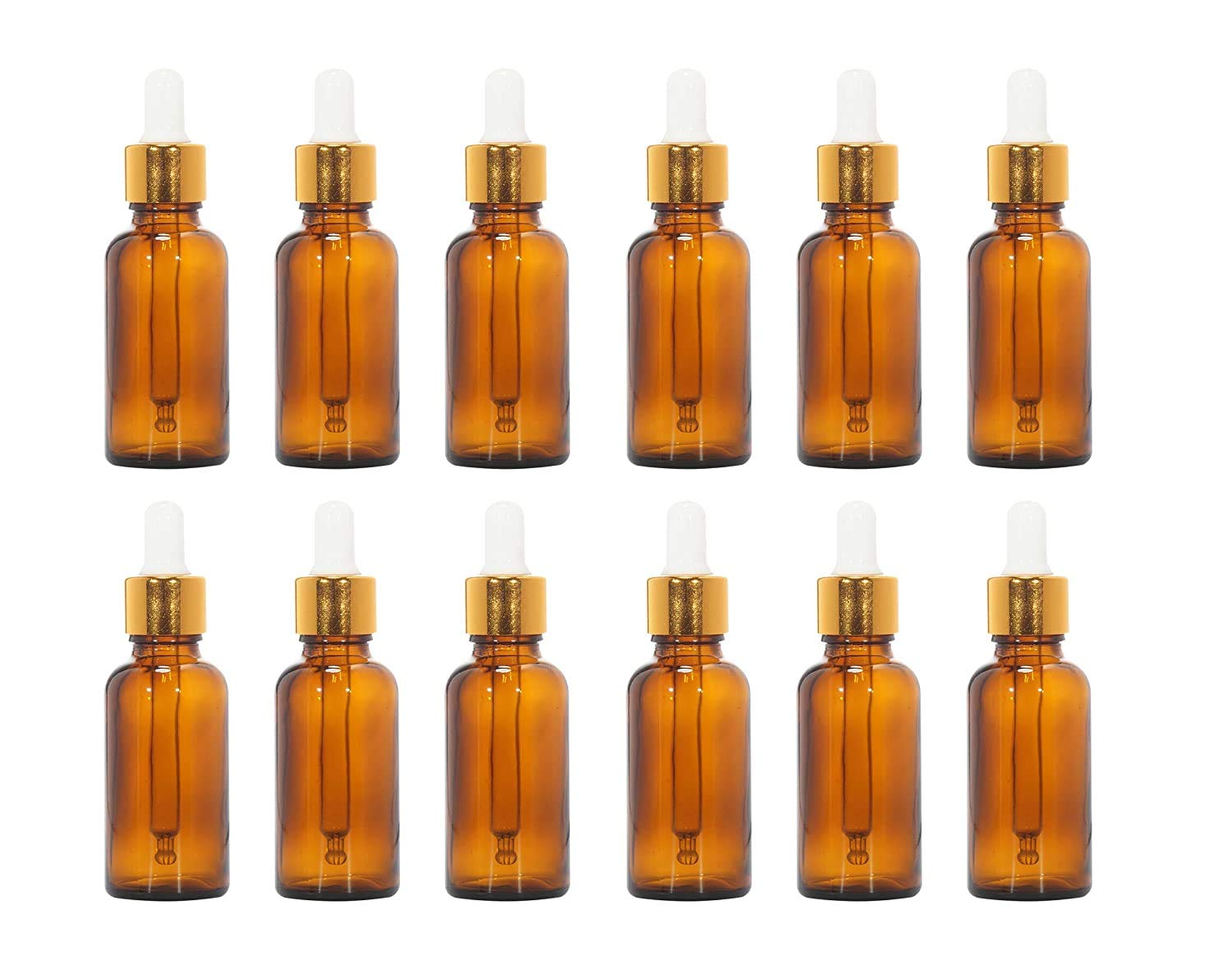12 Pack 30ml Empty Glass Dropper Bottles with Glass Dropper & Silicone Teat - Refillable, Leak Proof Essential Oil Bottles for DIY, Aromatherapy, Travel & Home Use