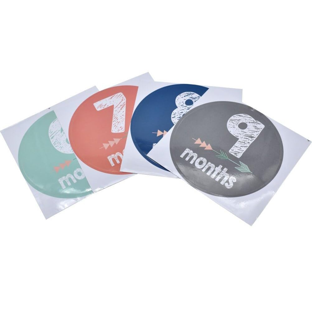 NUOBESTY 12-Piece Baby Monthly Milestone Stickers Set for Boys & Girls - Perfect for 1-12 Month Photo Shoots, Baby Showers & First Birthday Decorations