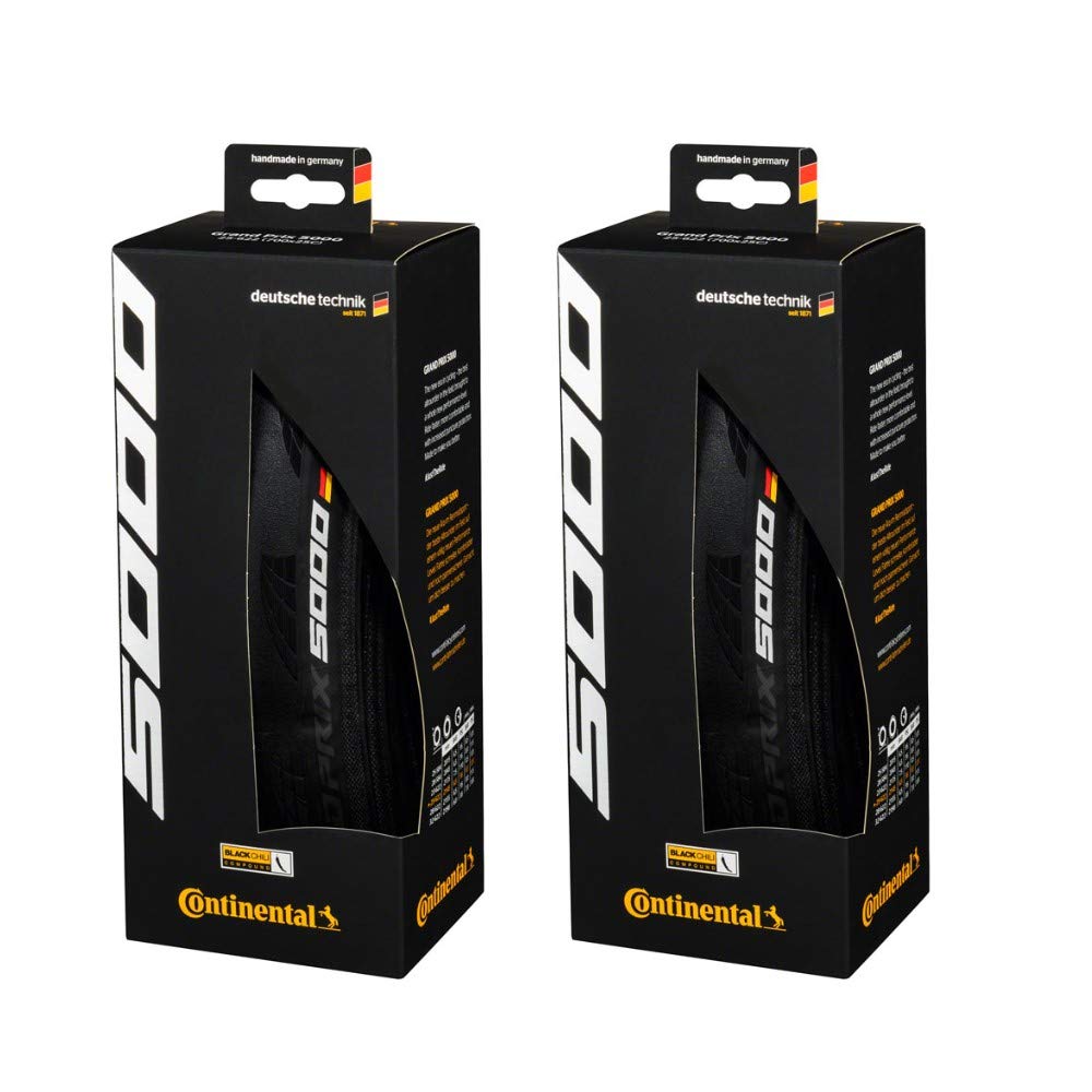 Continental Grand Prix 5000 700x25C Racing Bike Tires - Set of 2, Black, Folding, Clincher - High-Performance Road Bike Tires for Racing & Training - Model 0101624 | Perfect for Competitive Cyclists & Endurance Riders on Smooth Pavement
