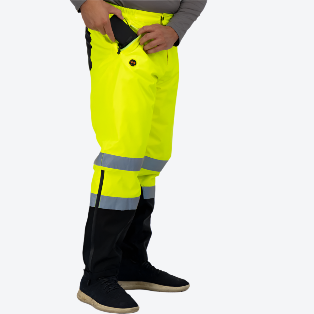 ANSI Certified Hi-Vis Heated Waterproof Pants for Outdoor Work & Winter Sports - Stay Warm & Visible in Cold Weather