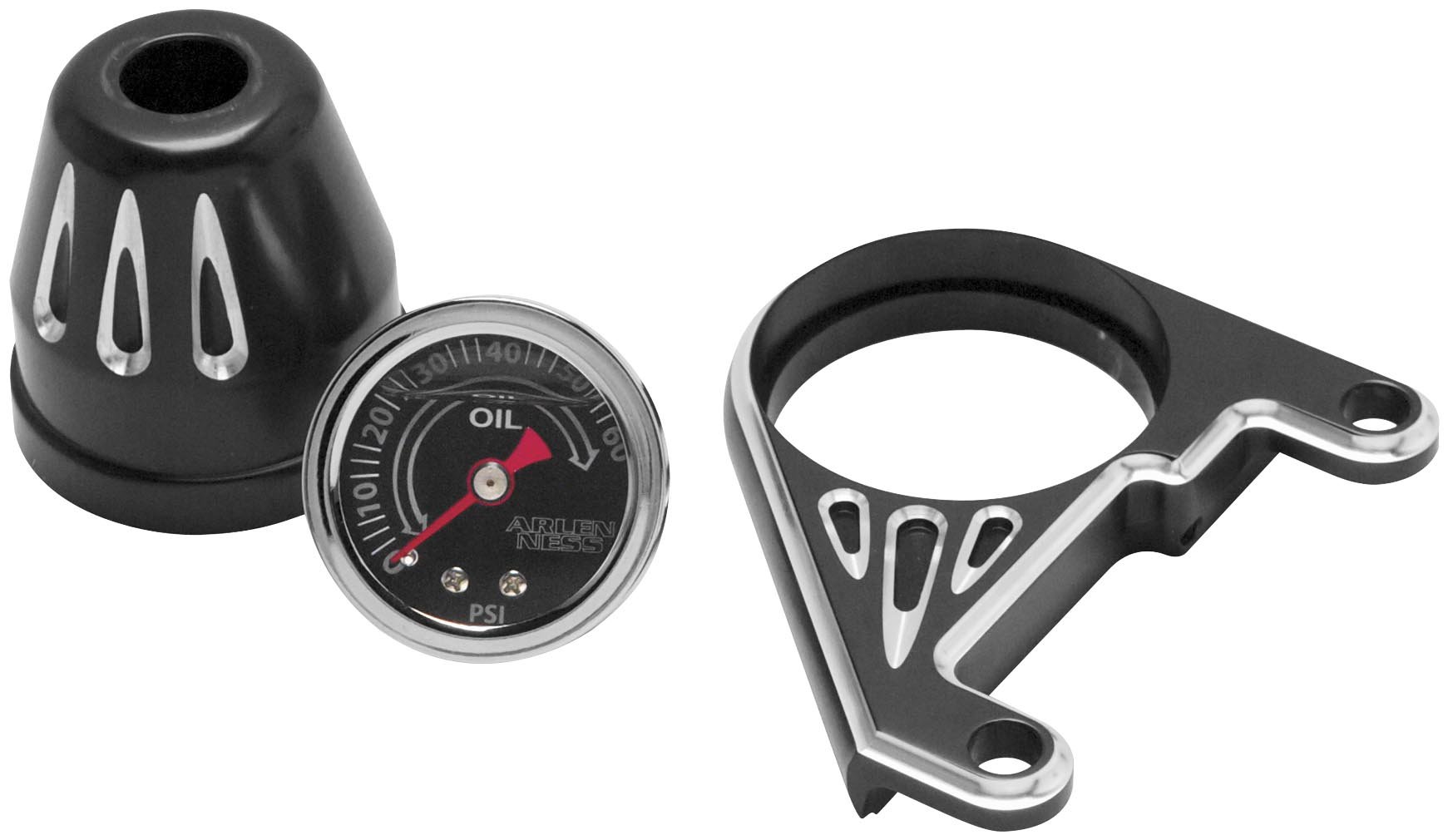 Arlen Ness 15-668 Black Oil Pressure Gauge Kit for Harley Davidson Motorcycles - High Performance Engine Monitoring for Cruisers & Touring Bikes