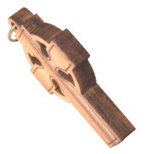 Handmade Olive Wood Celtic Cross Pendant Necklace - 6cm (2.36