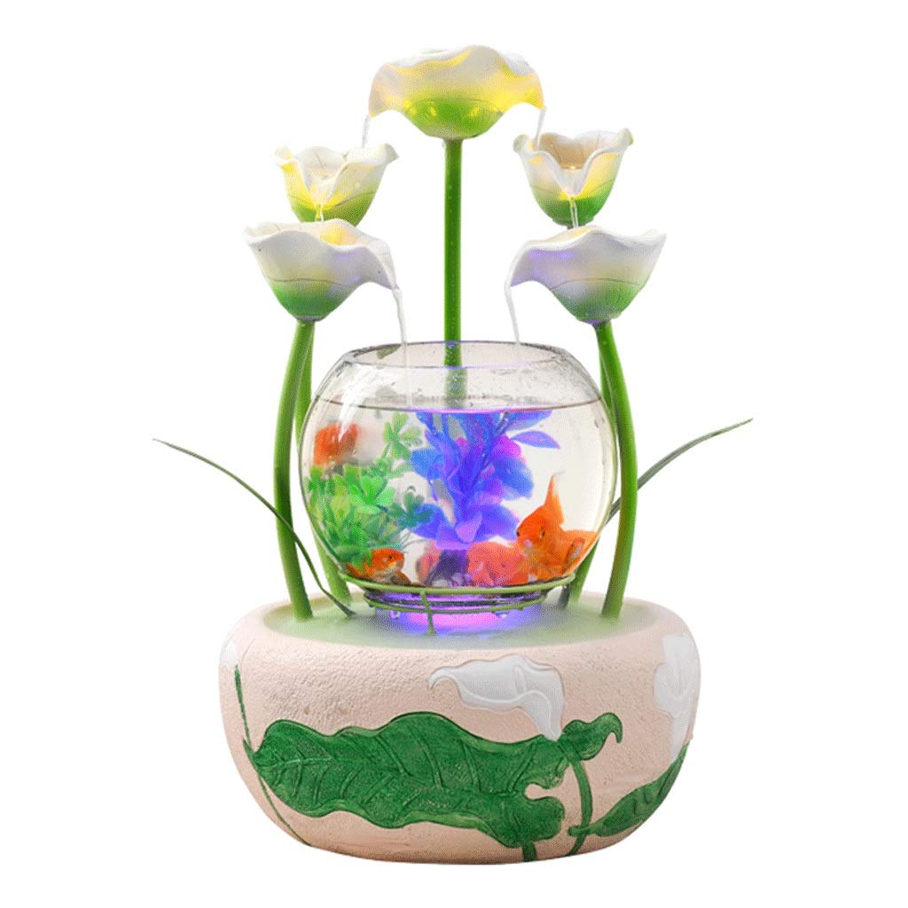 Guoqunshop Calla Flower Shape Indoor Water Fountain - Cascading Waterfall, Glass Aquarium & Humidifier for Home Decor | Perfect for Living Room, Office, Bedroom Relaxation and Zen Decor