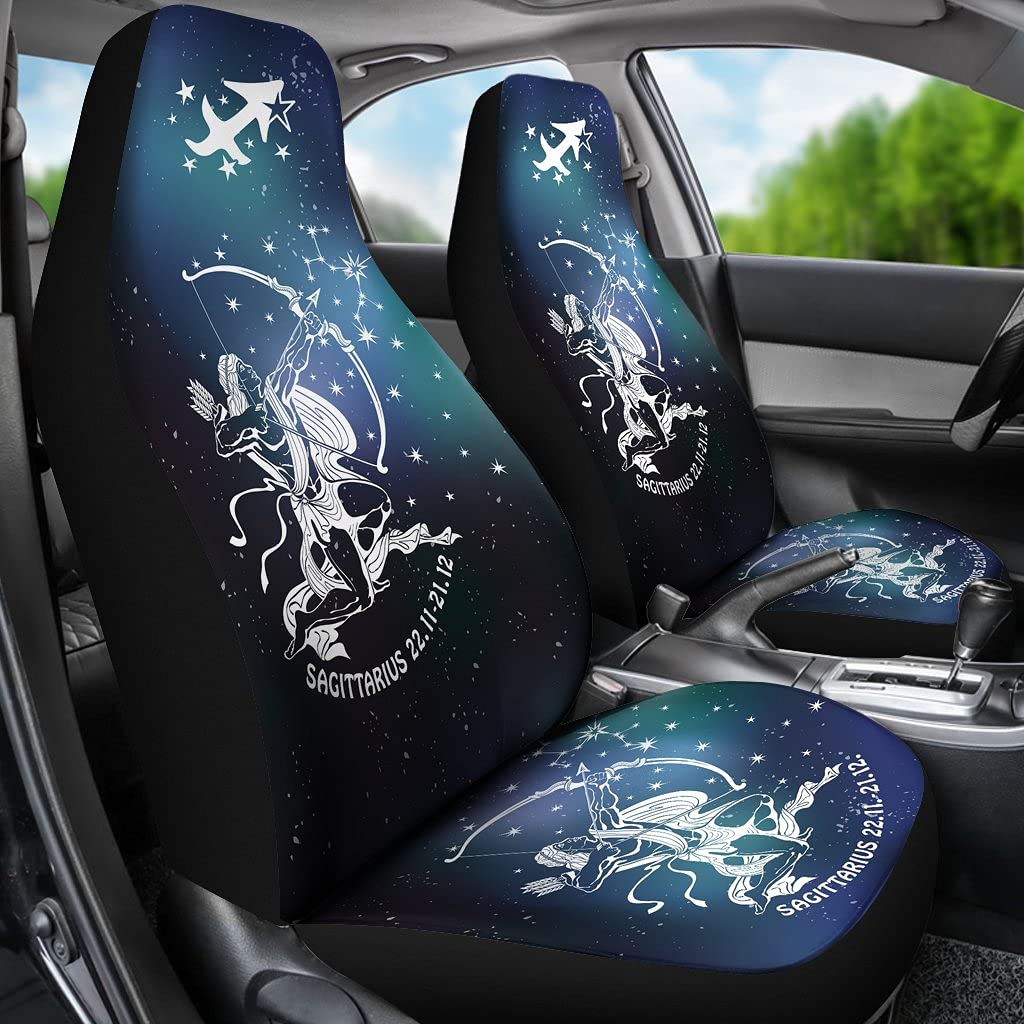 Custom Sagittarius Zodiac Car Seat Covers - Premium Front Seat Protectors (Set of 2) for Cars, SUVs & Trucks - Perfect Gift for Astrology Lovers & Car Enthusiasts