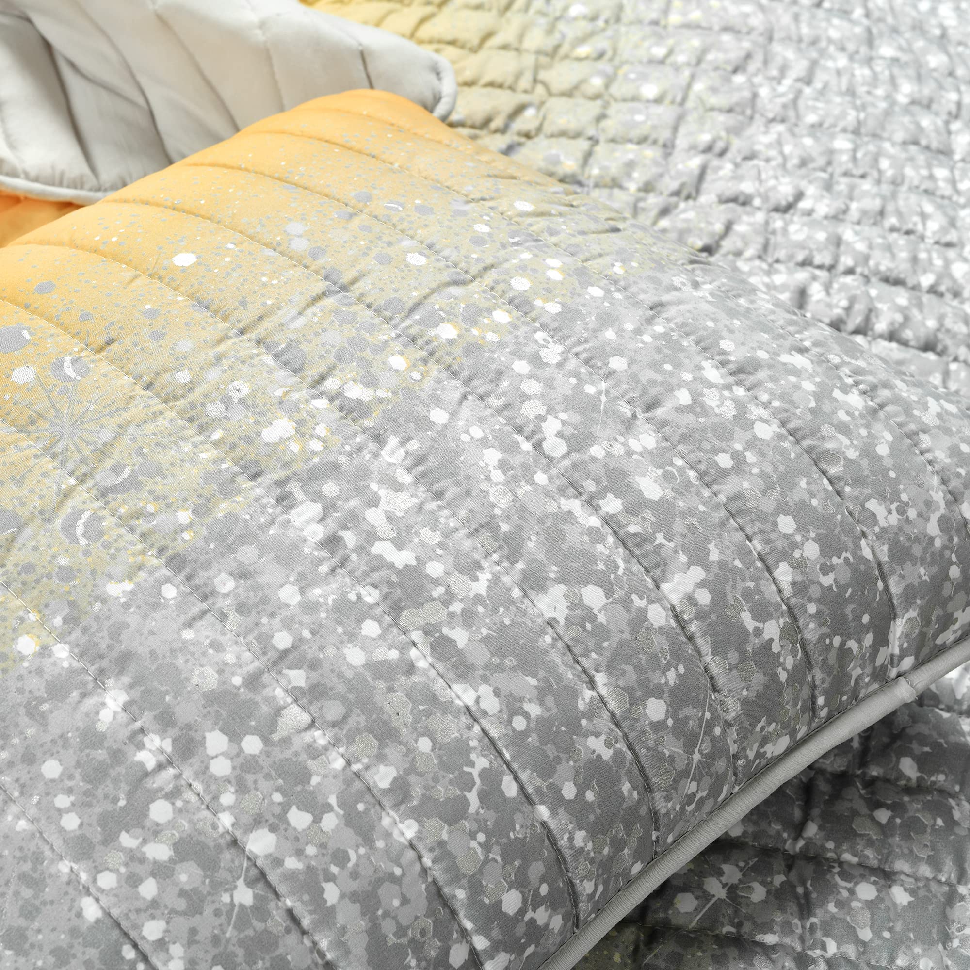 Lush Decor Glitter Ombre Quilt Set - Full/Queen Yellow Gray for Bedroom Decor