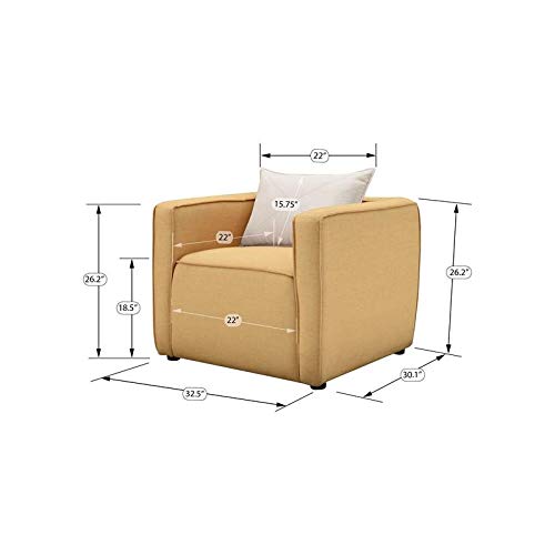 Furniture of America Charlie Modern Fabric Upholstered Accent Chair in Yellow - Stylish Mid-Century Lounge Chair for Living Room, Bedroom & Office Decor