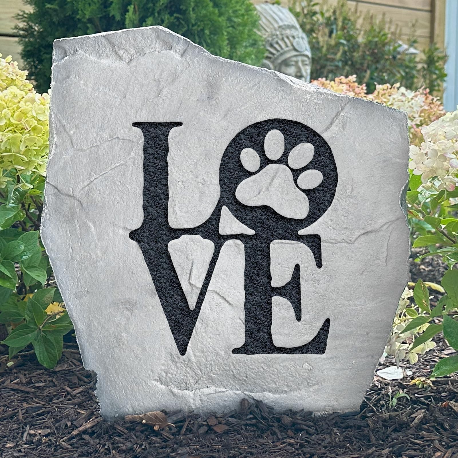 Personalized Dog Memorial Garden Stone - 15” x 15” Sandstone Pet Grave Marker for Outdoor Use - Custom Engraved Design A Stone - Perfect for Backyard, Cemetery & Pet Remembrance Gardens