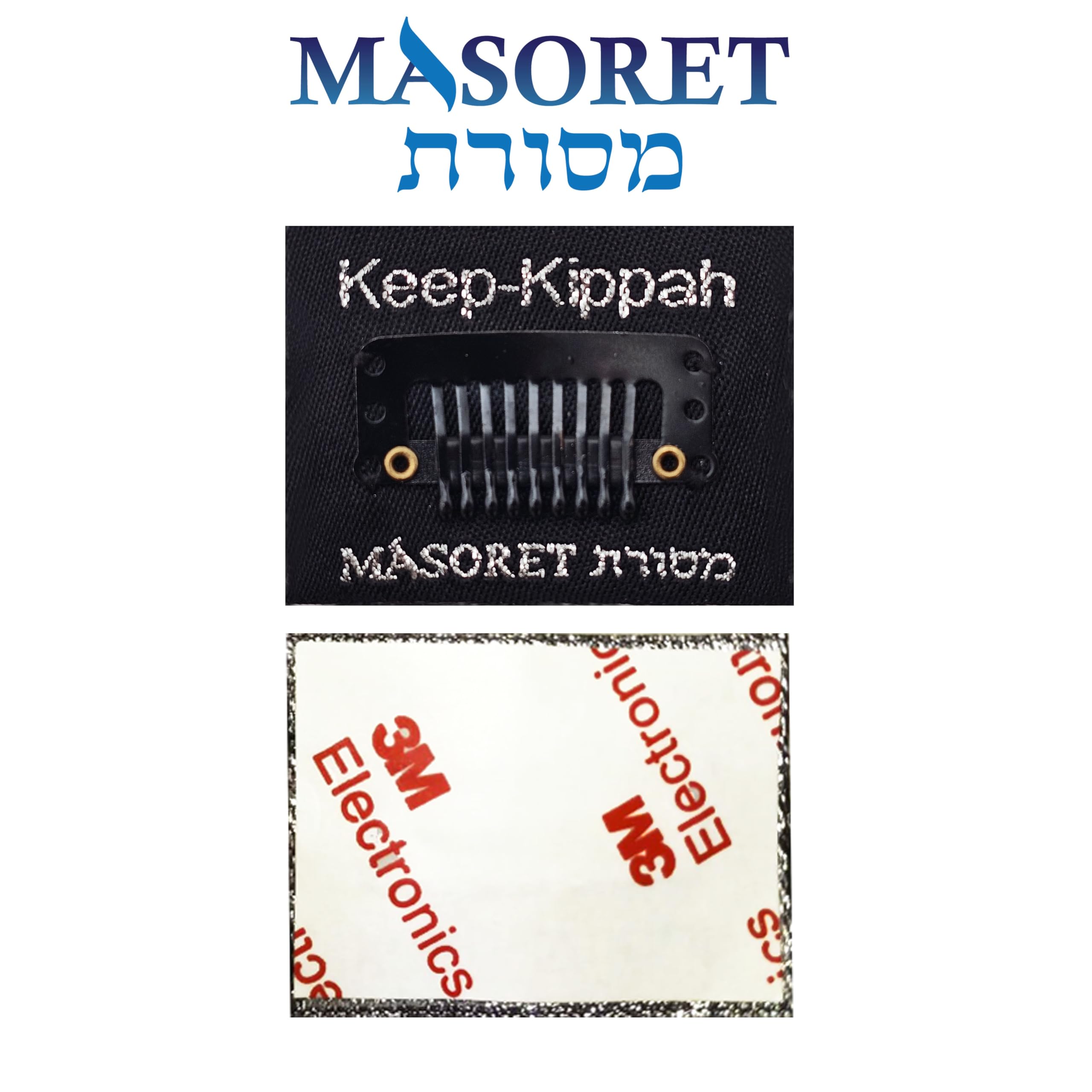 Original Masoret Keep-Kippah Hair Clip Set - 4 Pairs Durable Metal Kippah Clips with Matching Comb for Jewish Kippot, Kipa, Yamaka, Yarmulke - Secure Hat Accessories for Synagogue, Weddings & Daily Wear