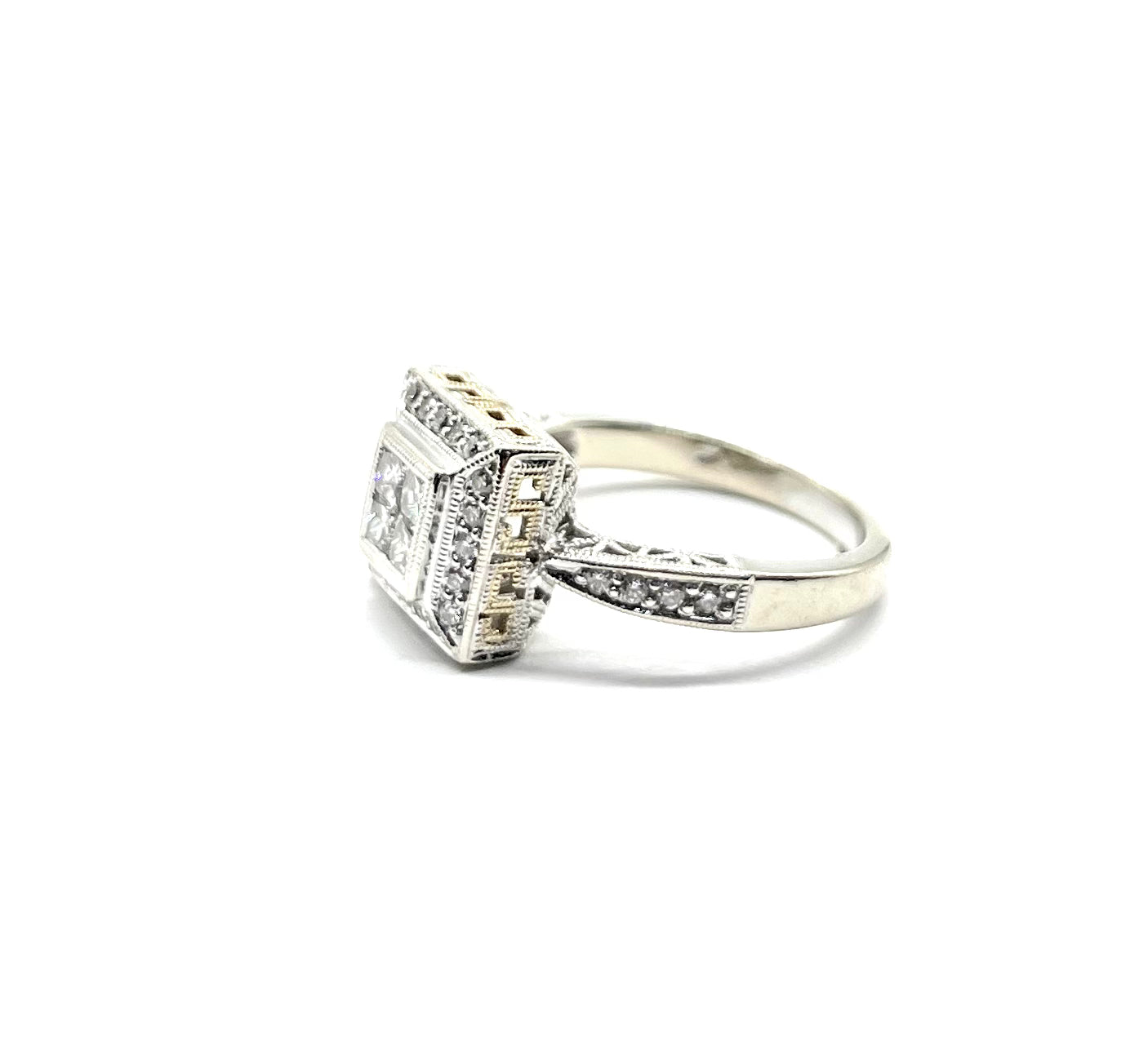 14K White and Yellow Gold Quad Stackable Ring for Women - Elegant Layered Wedding Band Set - Perfect for Bridal, Anniversary, and Everyday Wear