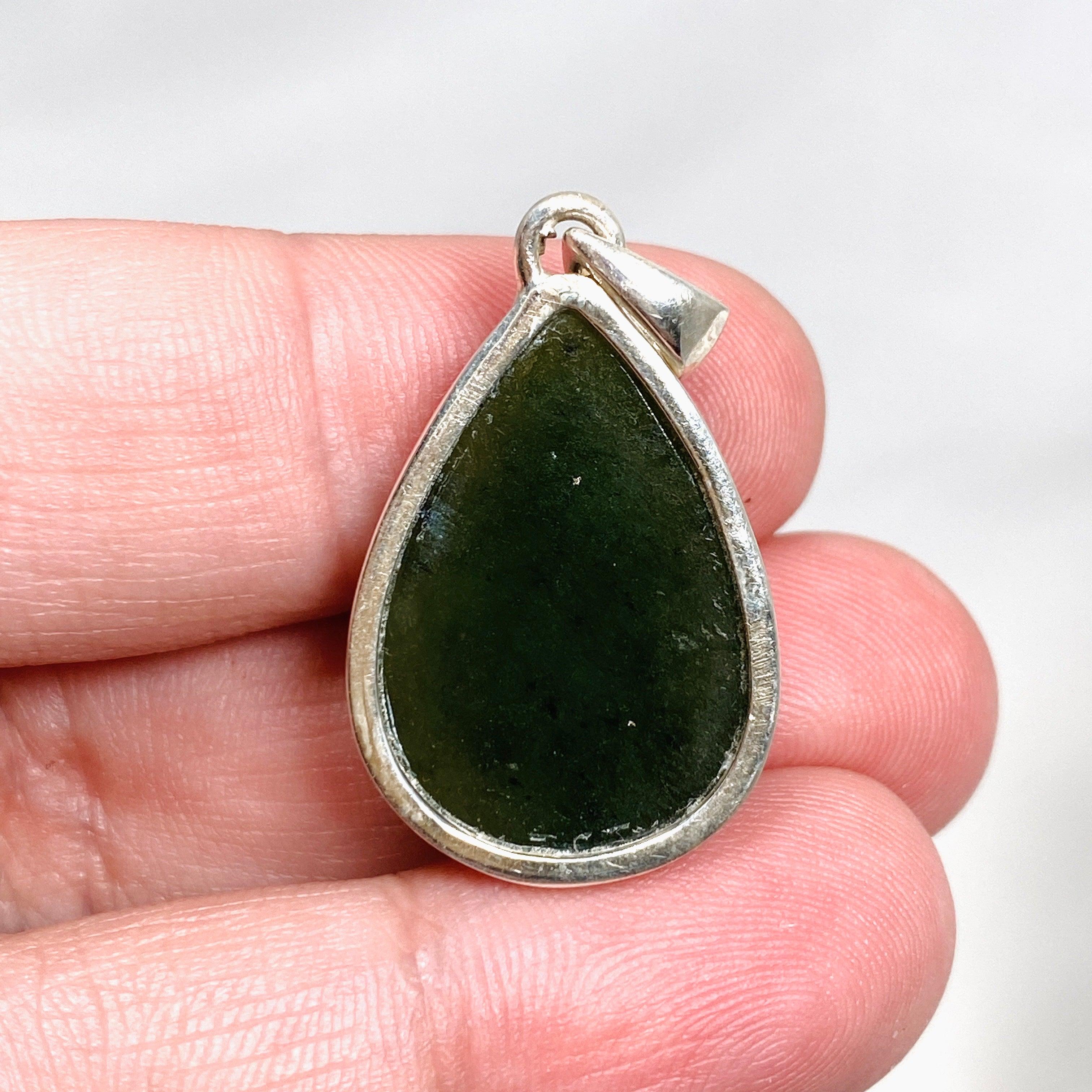 Natural Siberian Jade Nephrite Teardrop Pendant Necklace PPGJ673 - Elegant Jewelry Gift for Women, Perfect for Weddings & Special Occasions