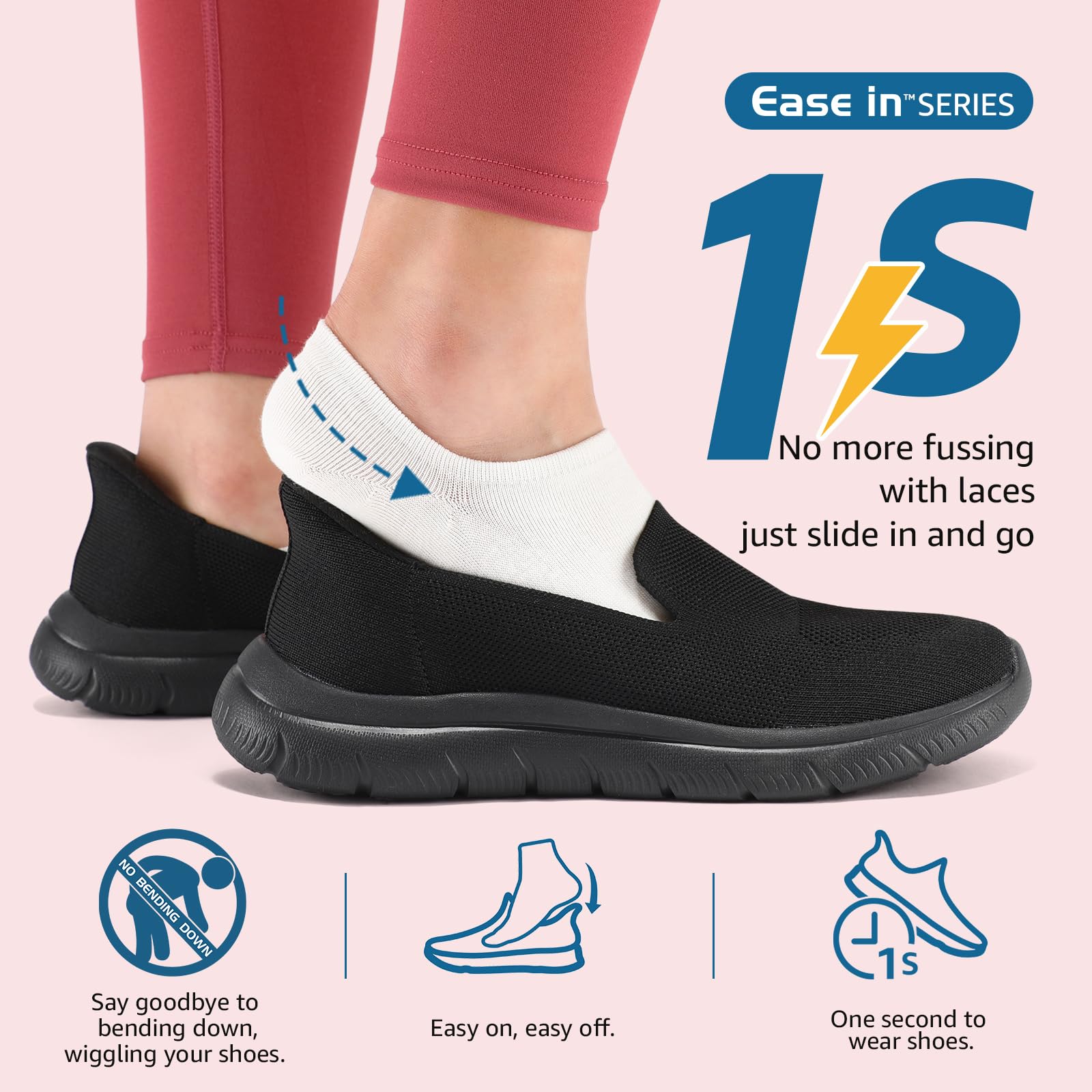 STQ Women's Slip-On Walking Sneakers - Hands-Free Orthopedic Shoes for Comfort & Support | Perfect for Walking, Travel & Everyday Wear
