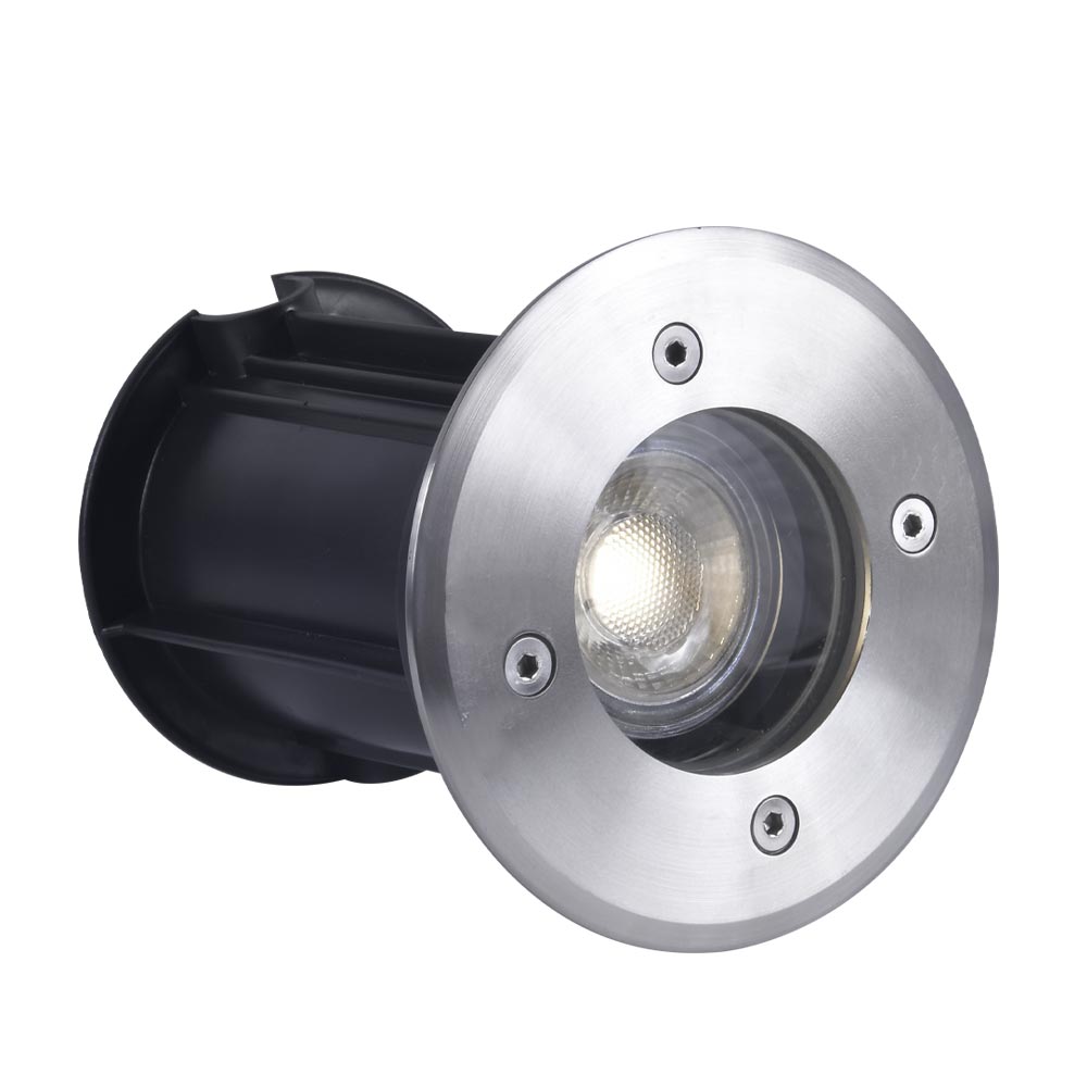 12V LED In-Ground Landscape Well Light, Round Flat Face Stainless Steel - Perfect for Garden, Pathway, and Outdoor Lighting