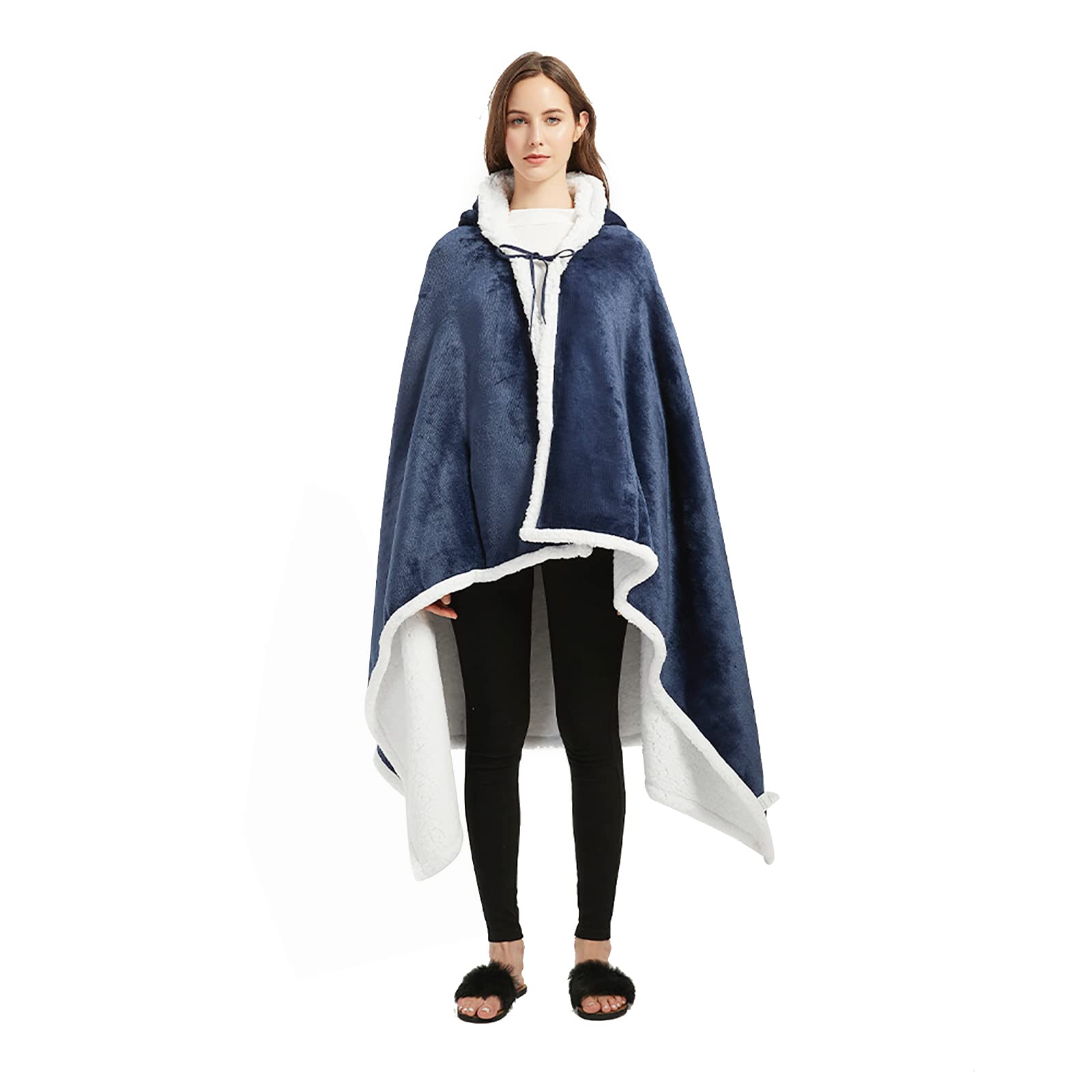 Warm Hooded Blanket - Double Thickened Flannel Shawl for Indoor & Outdoor Use | Perfect for Lounging, Camping, and Movie Nights